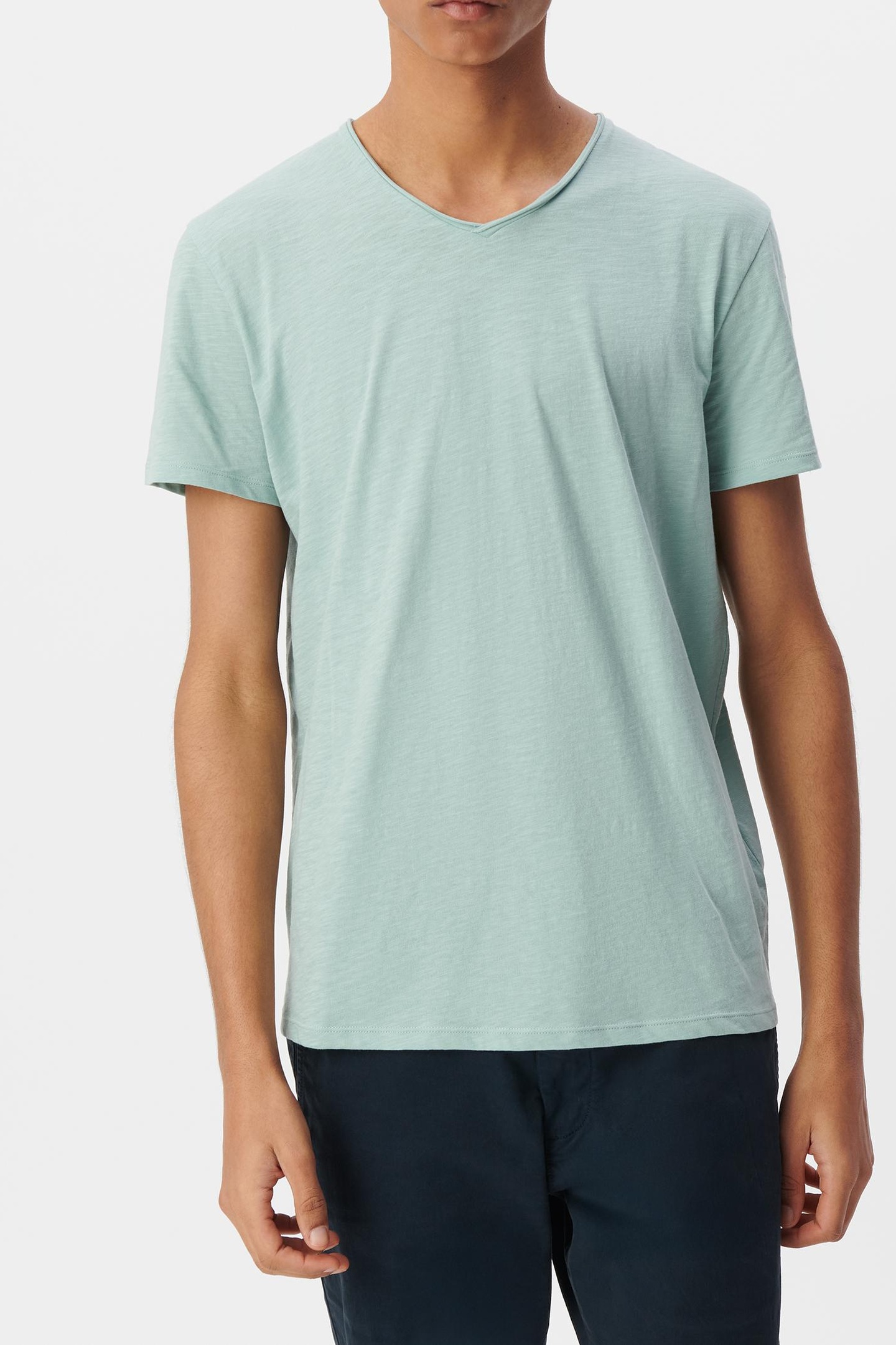 GREY BLUE ORGANIC COTTON ESSENTIAL V-NECK T-SHIRT 2