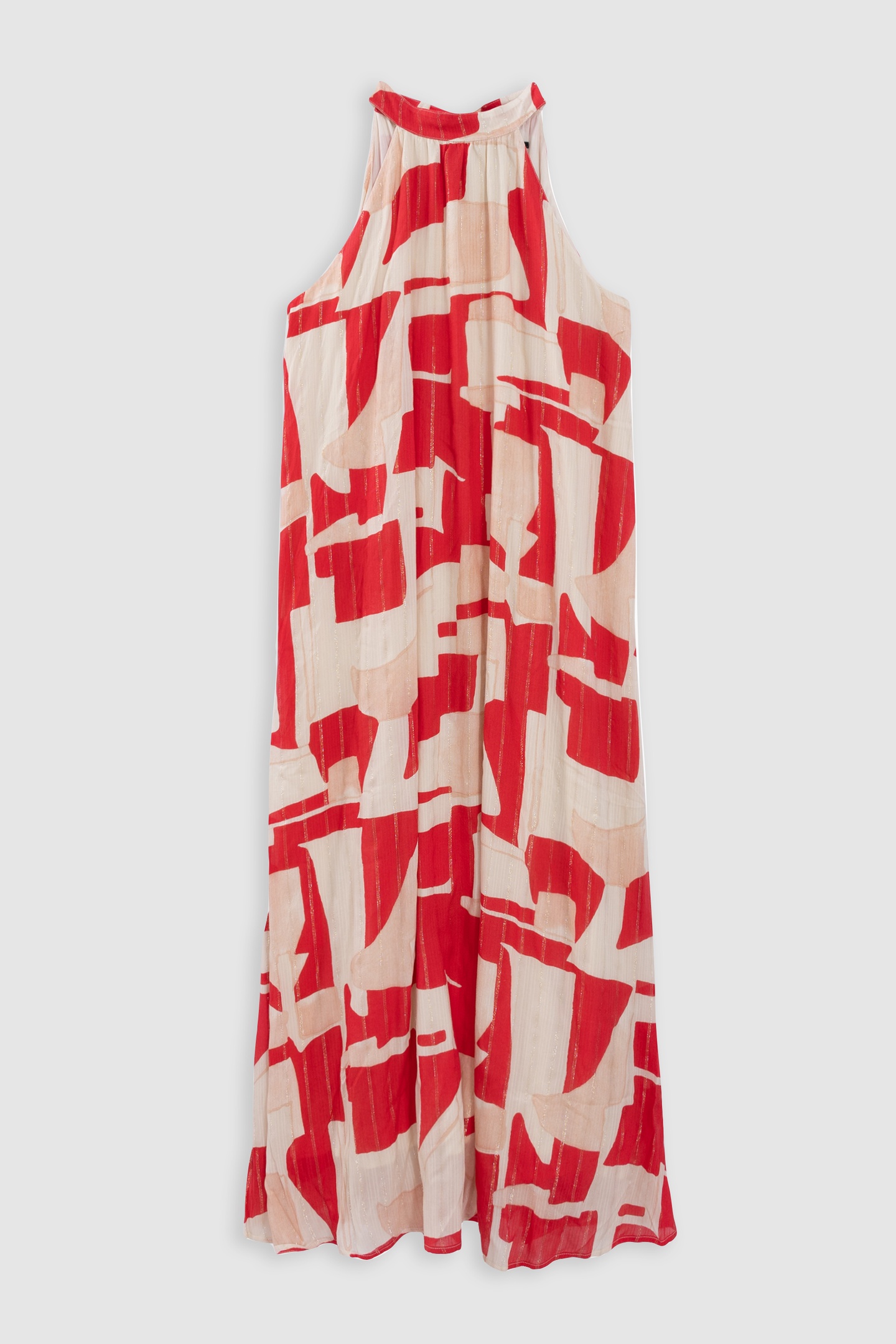 RED GEOMETRIC PRINT MAXI DRESS 5