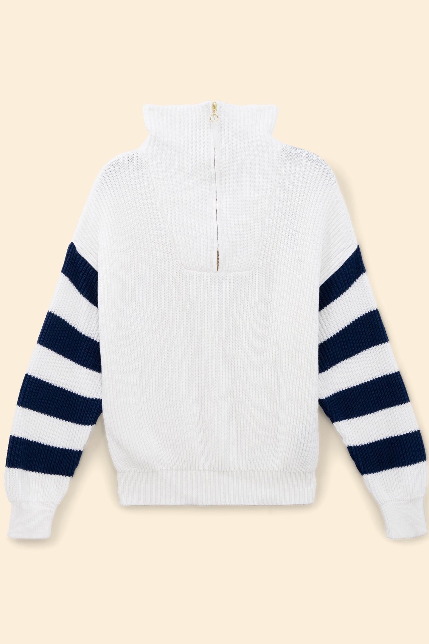 WHITE TRUCKER SWEATER KNIT STRIPED SLEEVES OFF-WHITE 5