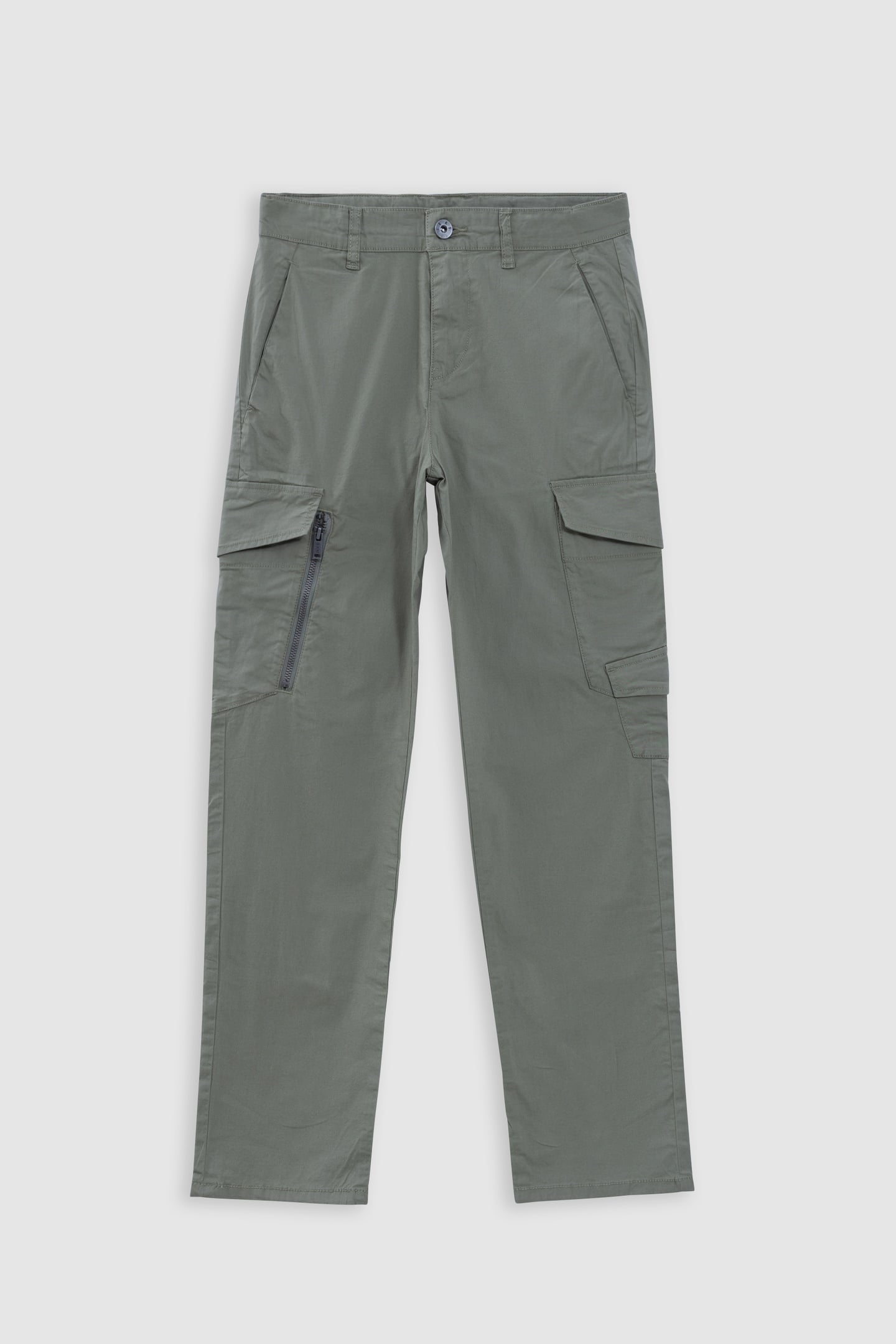 BATTLE KHAKI CARGO PANTS WITH ZIP POCKET 1