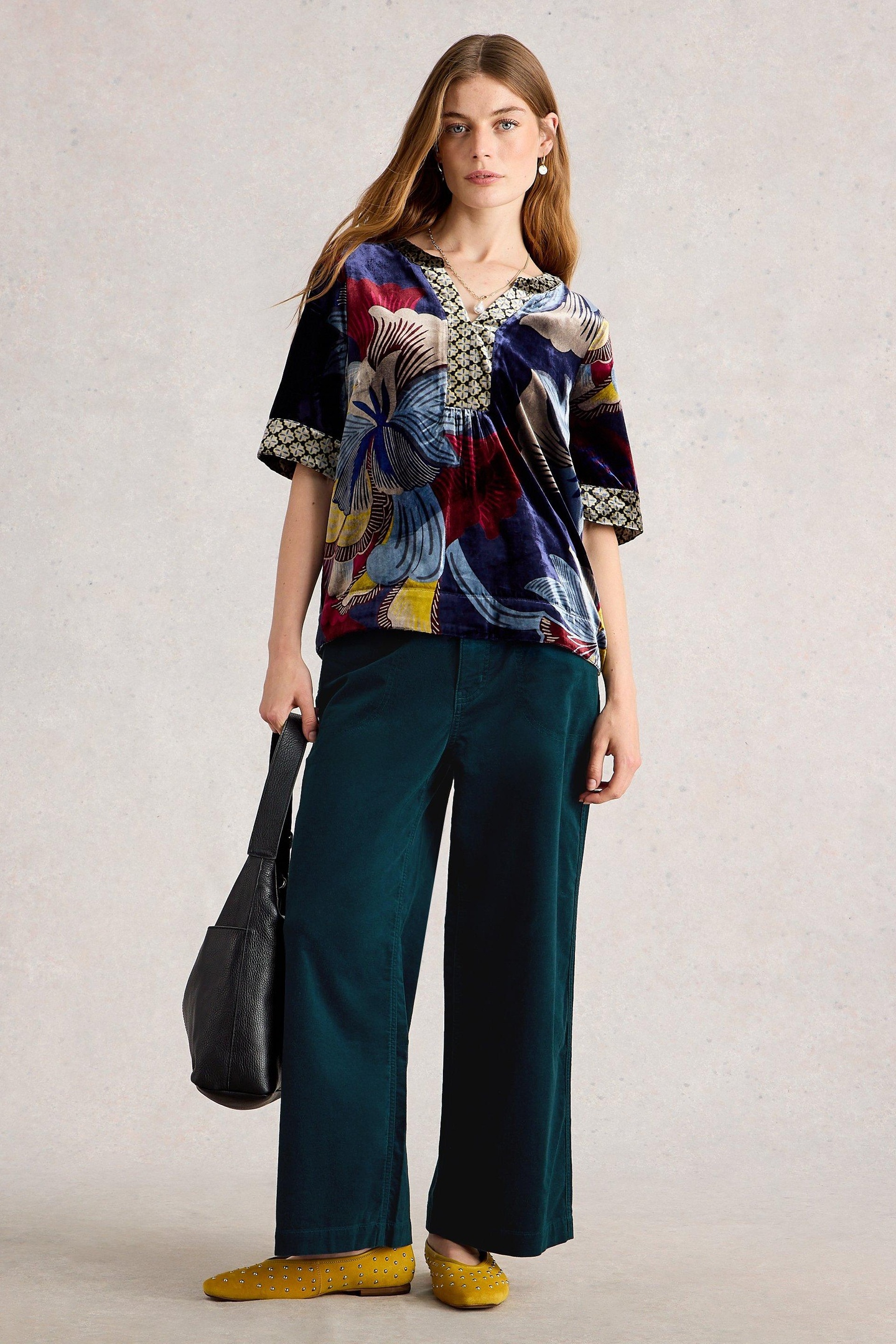 TIA VELVET WIDE LEG CROP DARK TEAL 1