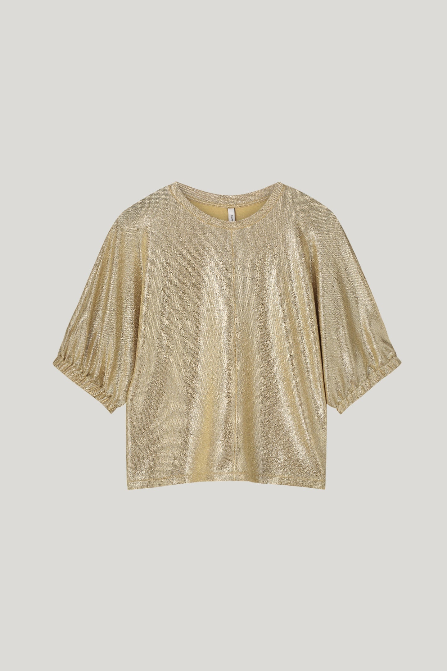 BATWING BOXY TOP METALLIC SWEAT FLUID SOFT CAMEL 4