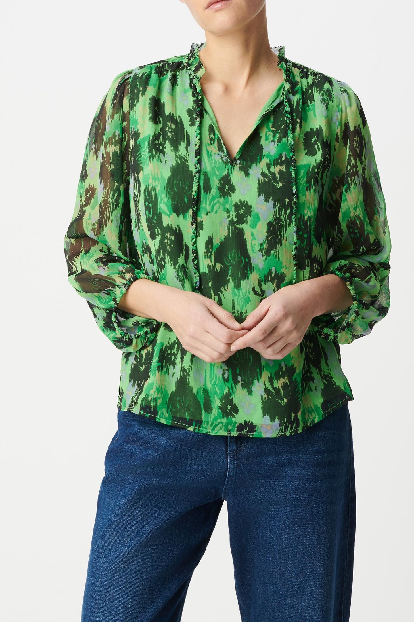 GREEN ABSTRACT PRINT BLOUSE 2