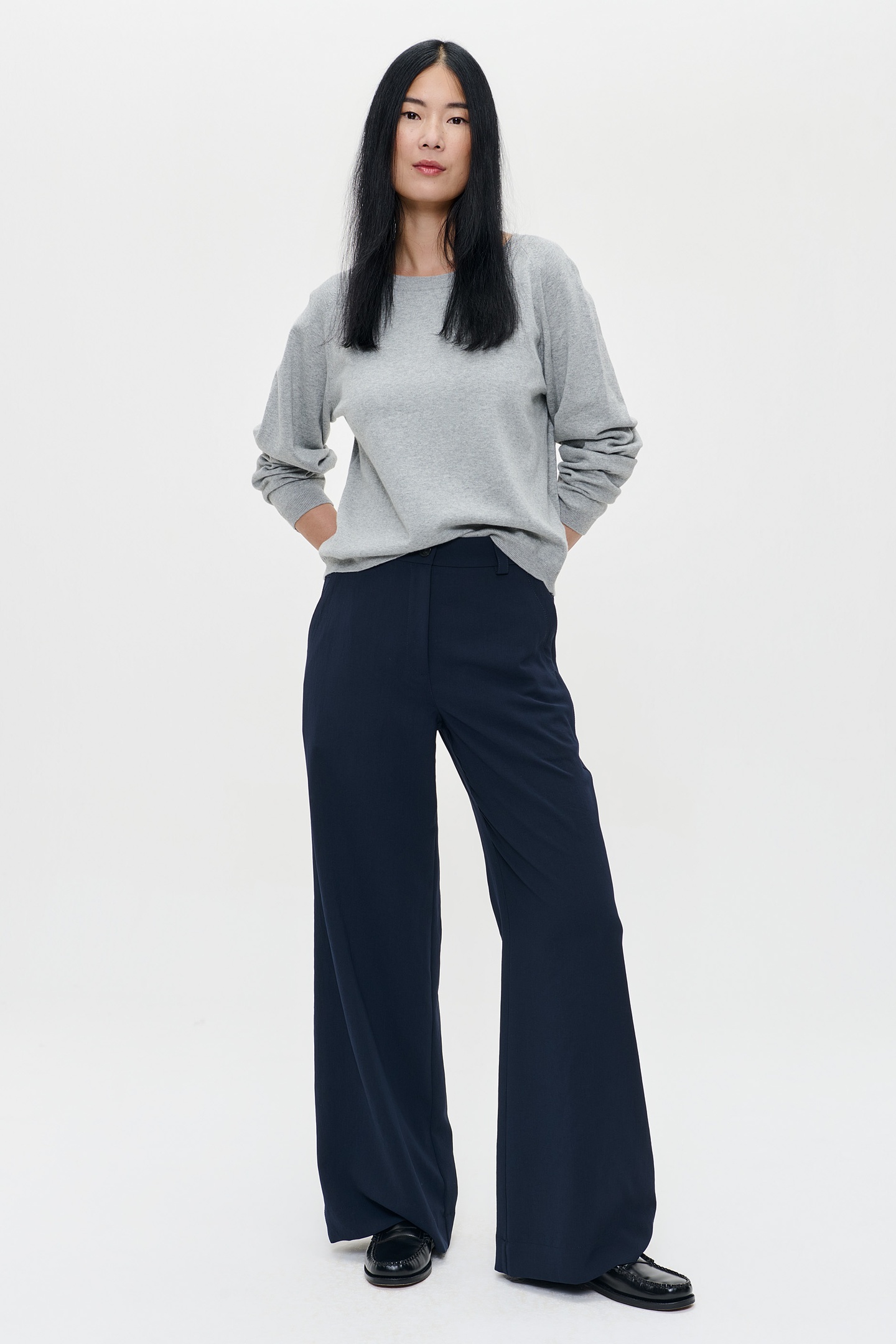 CASHMERE BOATNECK TOP LIGHT GREY MELANGE 2