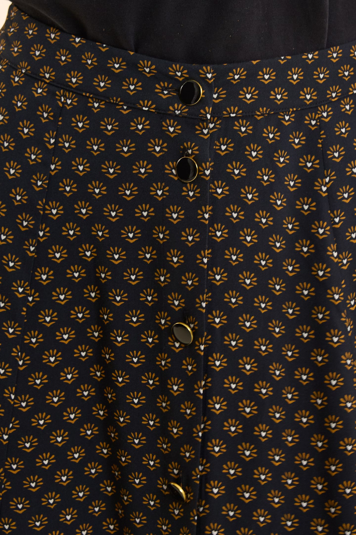 BLACK FLORAL PRINT MIDI SKIRT BLACK 6