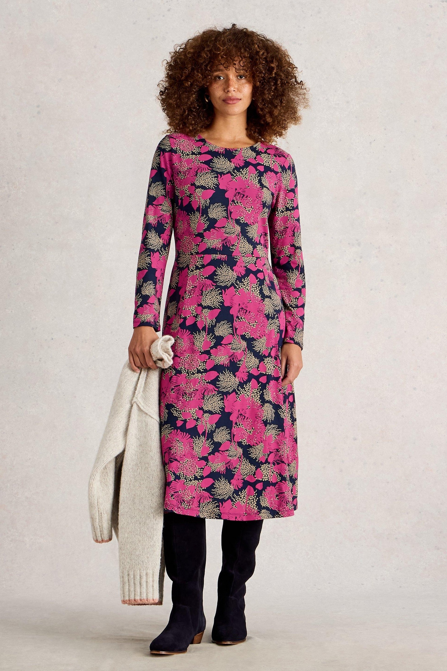 MADELINE JERSEY DRESS PINK MULTI 1