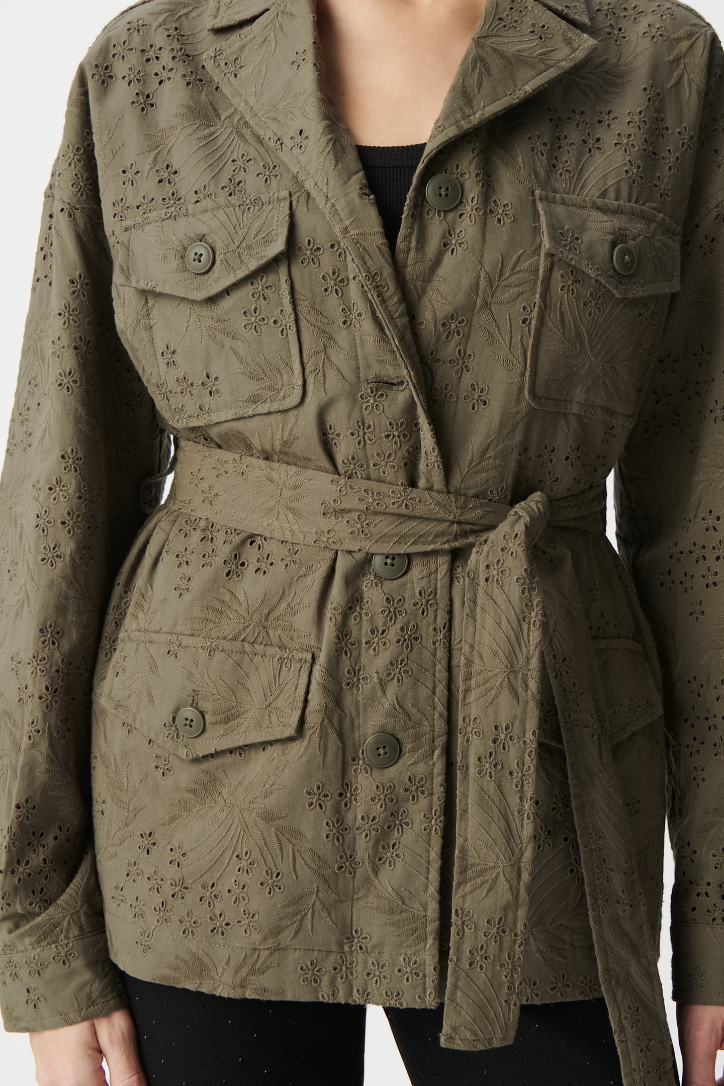 SAHARIENNE KHAKI ORGANIC COTTON EMBROIDERY ANGLAISE 5