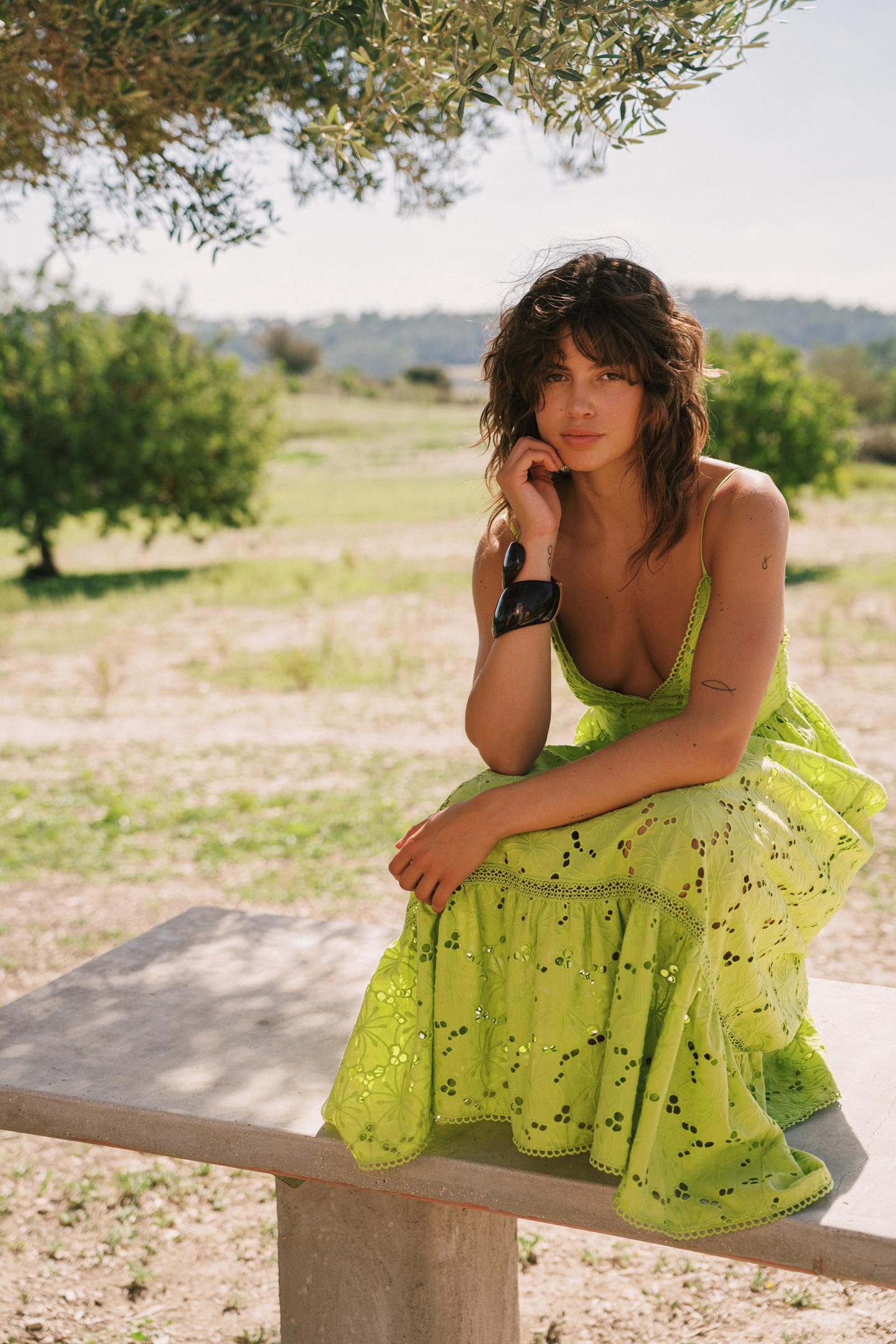 JASMIN DRESS FLOWER BRODERIE GREEN FLOWER BRODERIE 9