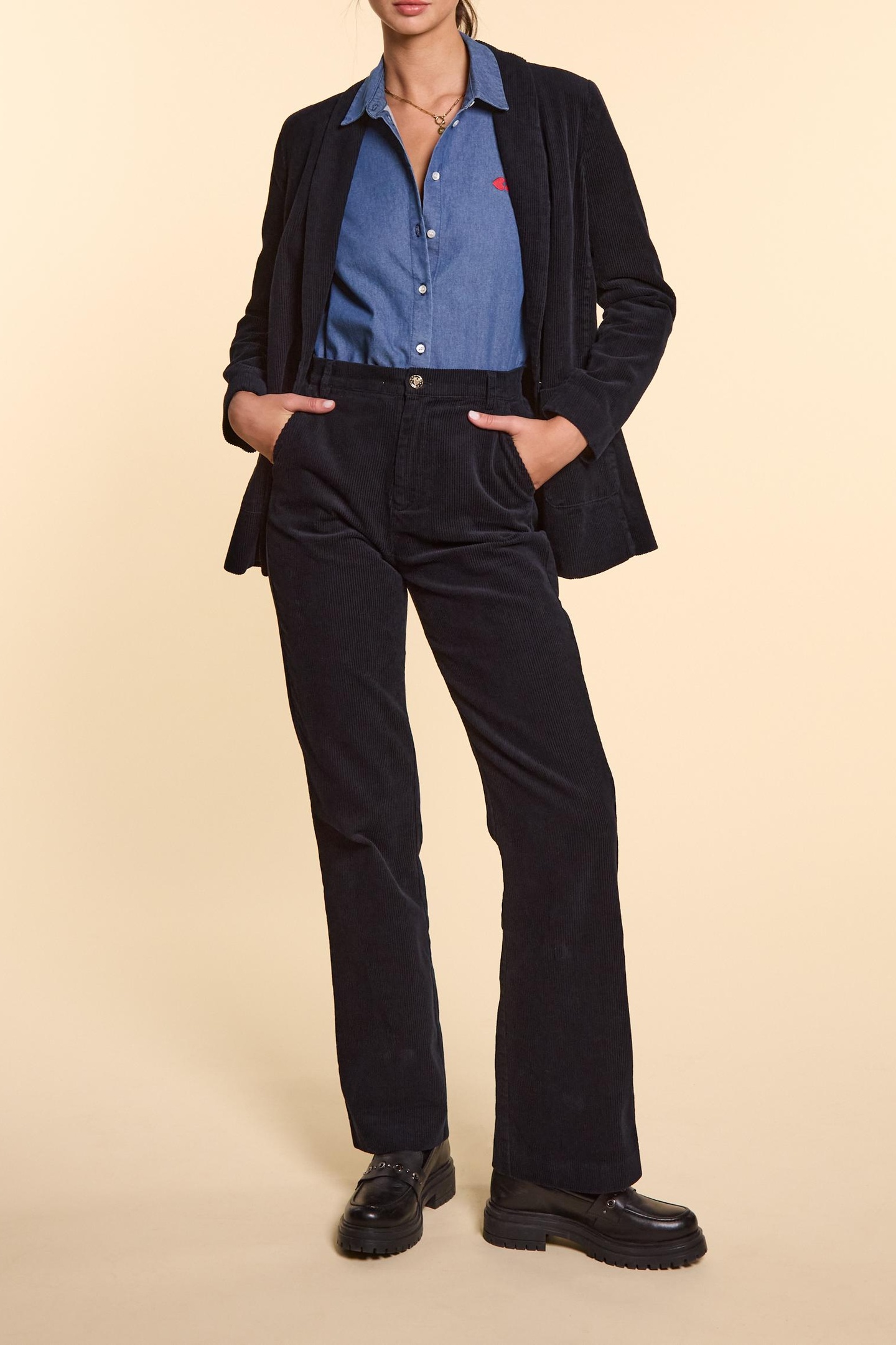 NAVY CORDUROY SUIT JACKET MARINE 2