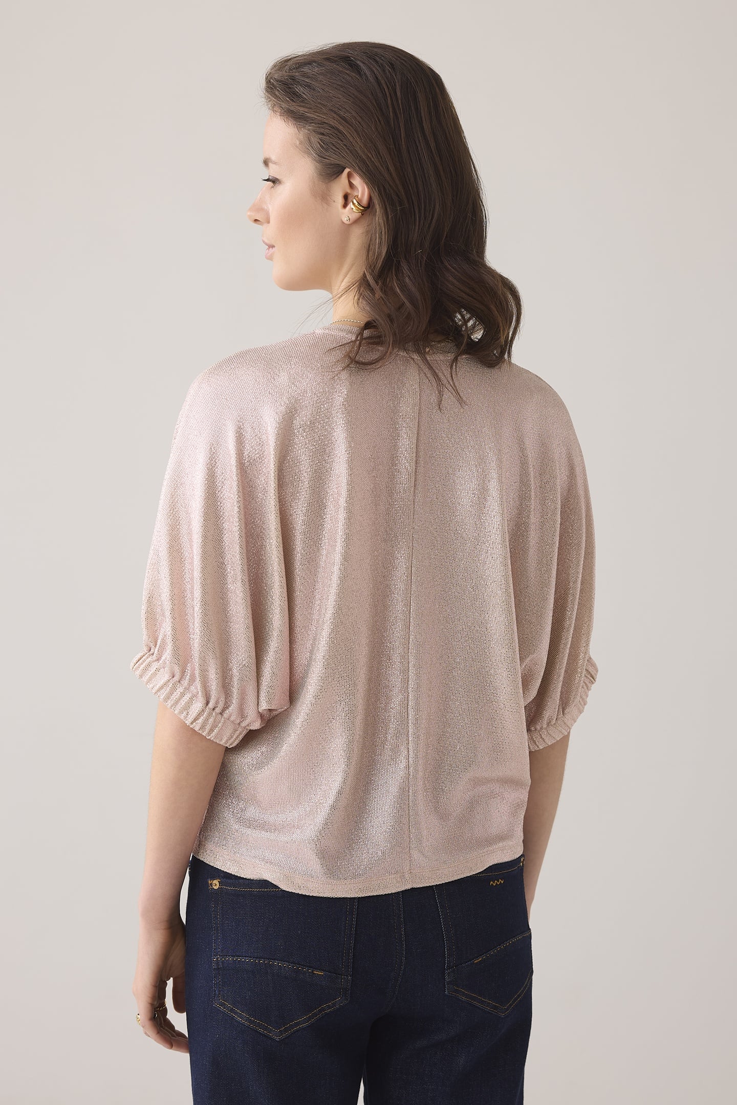 BATWING BOXY TOP METALLIC SWEAT FLUID ROSE SMOKE 2