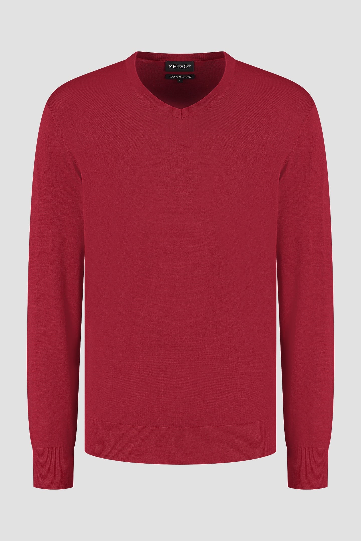 V NECK100% MERINO EMBER RED 4
