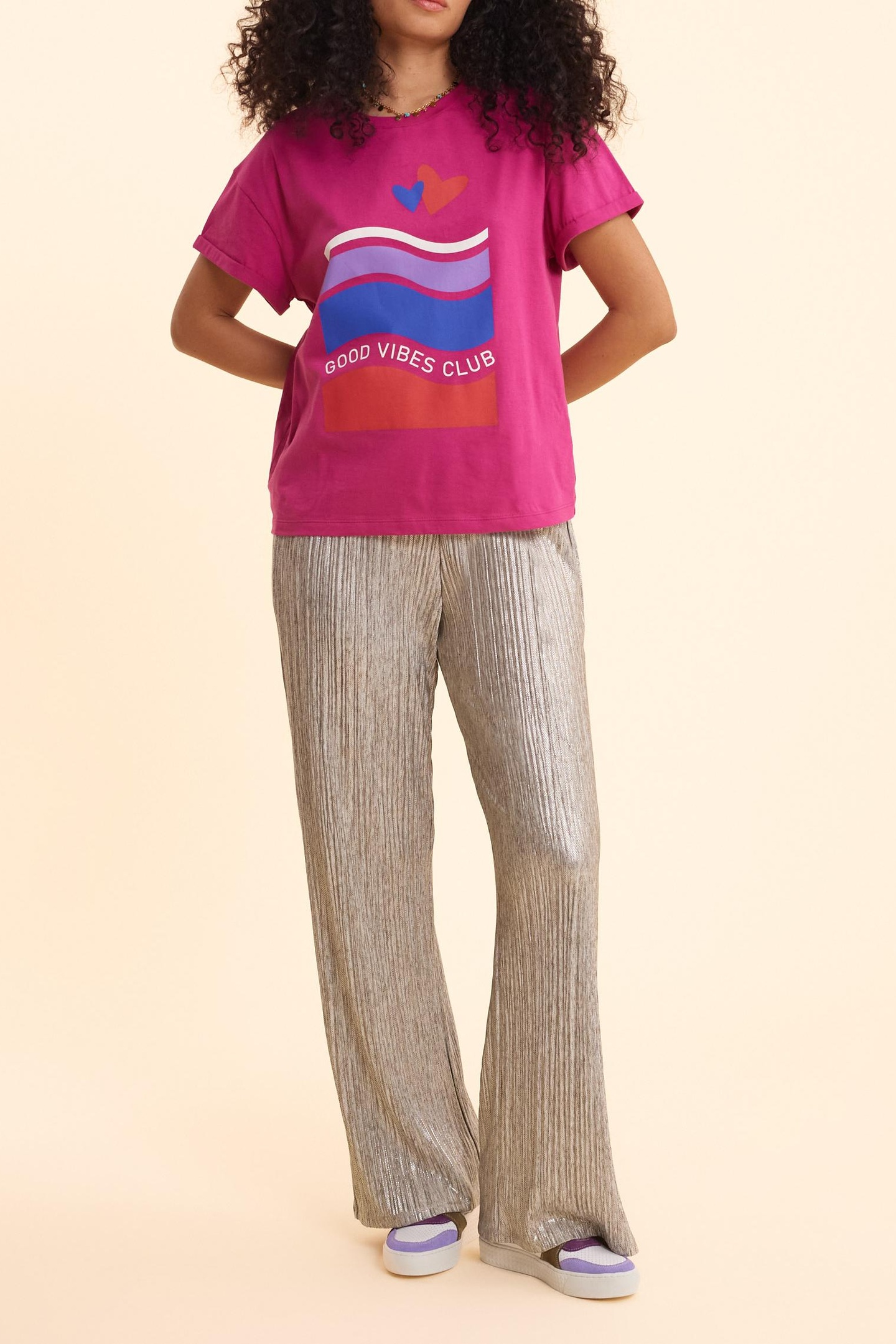 PINK T-SHIRT MESSAGE, STRIPES, HEARTS VIOLINE 4