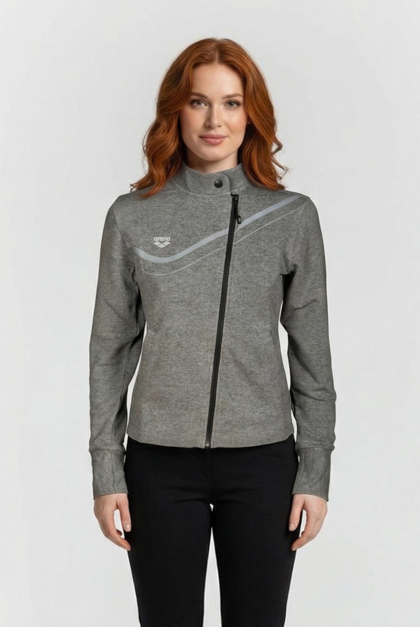 W ASYMMETRIC F/Z JACKET DARK GREY MELANGE 1