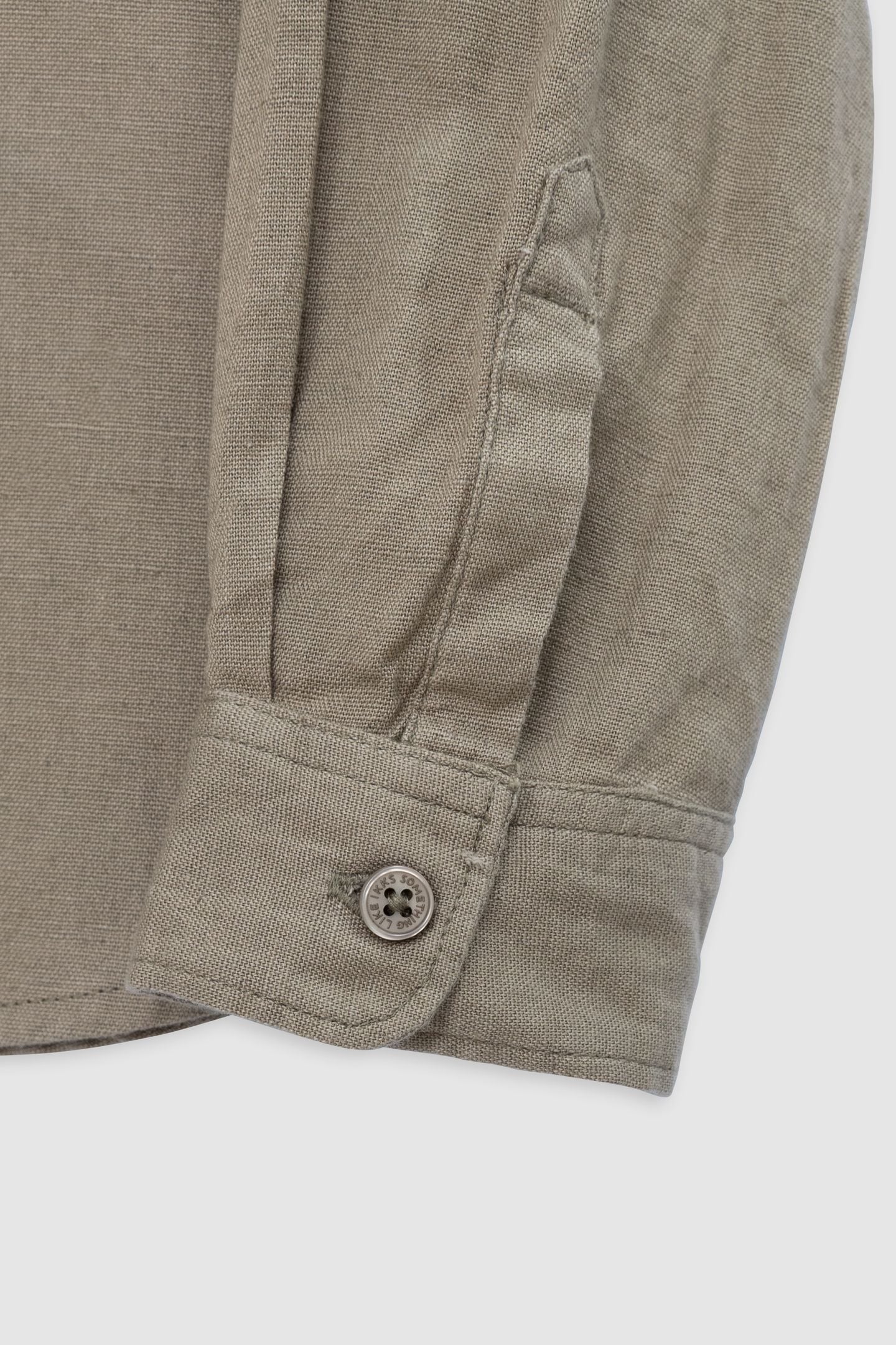 KHAKI COTTON AND LINEN MIX SHIRT 5