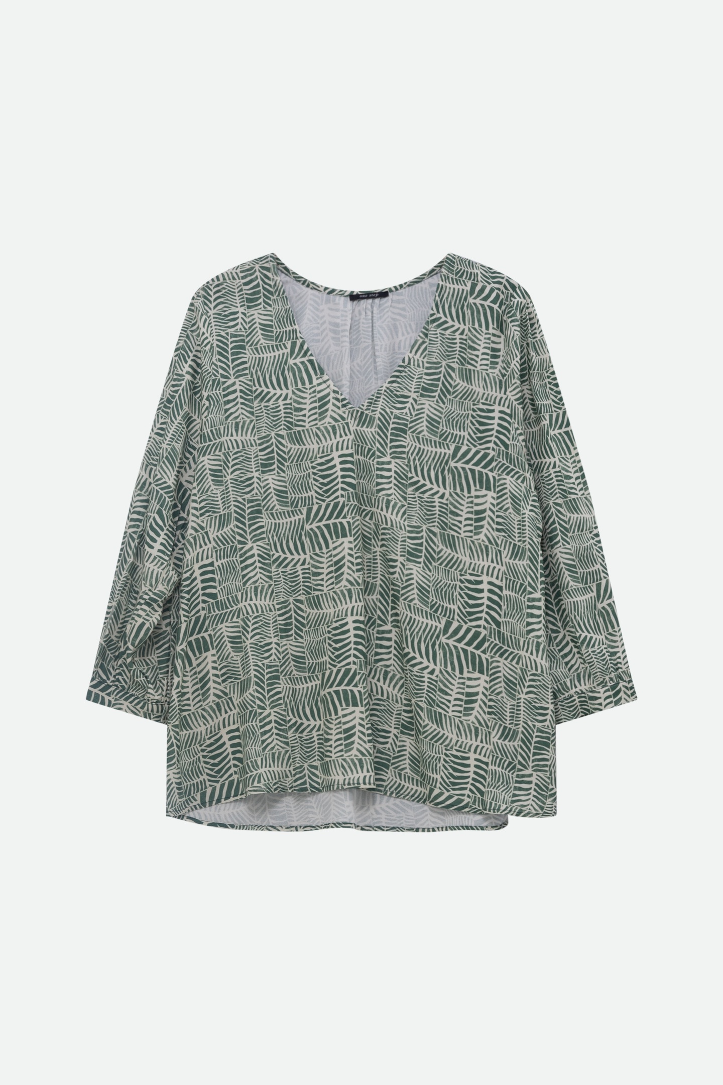 CASSIA - GREEN BLOUSE WITH TROPICAL CHIC PRINT 4