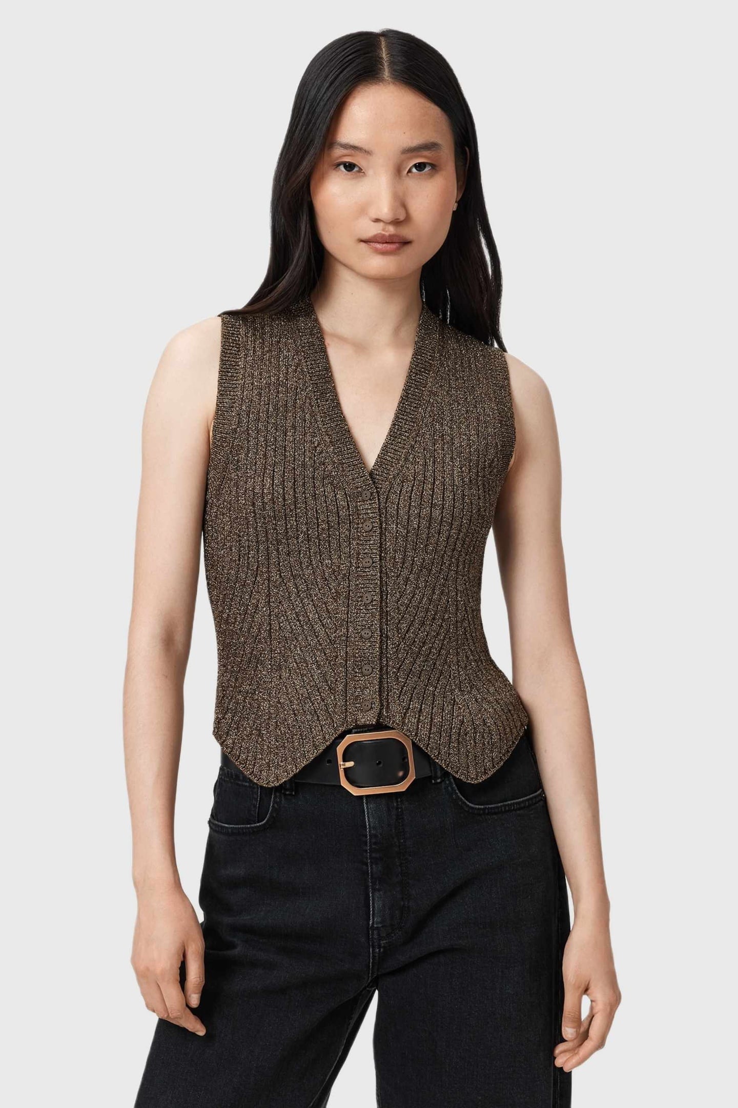 CRUZ SHINE WAISTCOAT BRONZE BROWN 1