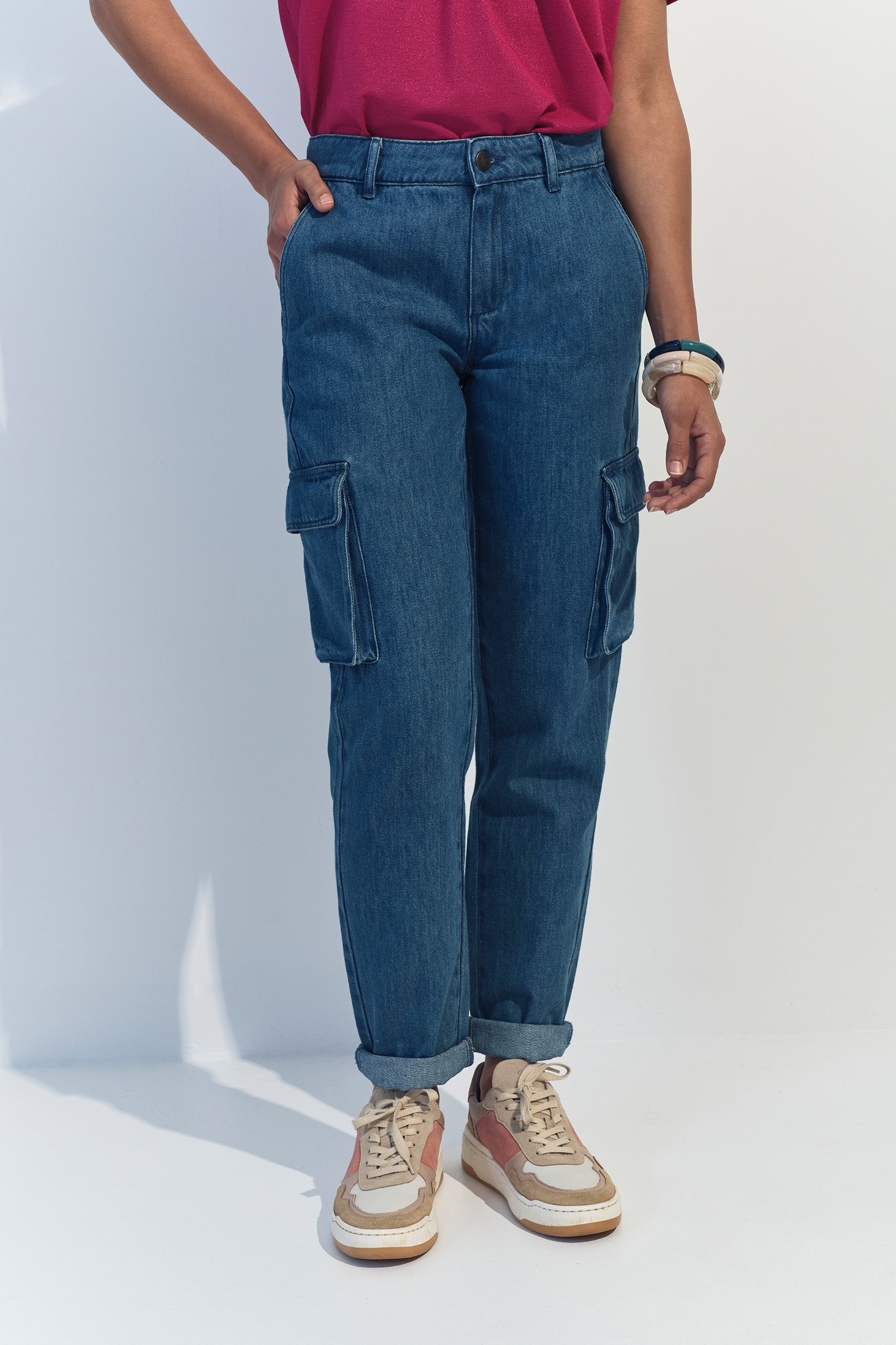 LE ZENDAYA - 7/8 CARROT BLUE BATTLE JEANS 1