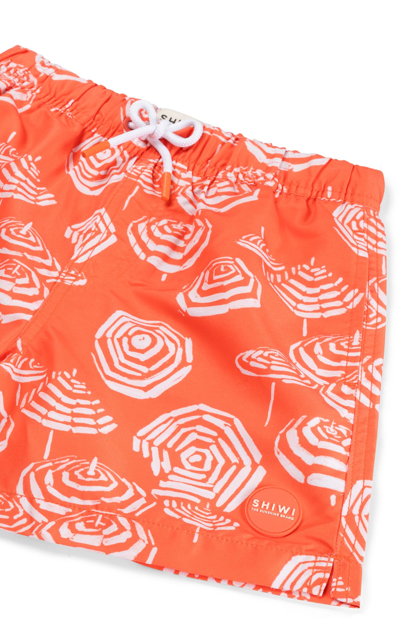 BOYS MILO SWIM SHORTS 4 INCH UMBRELLAS ORANGE CORAL UMBRELLA 3