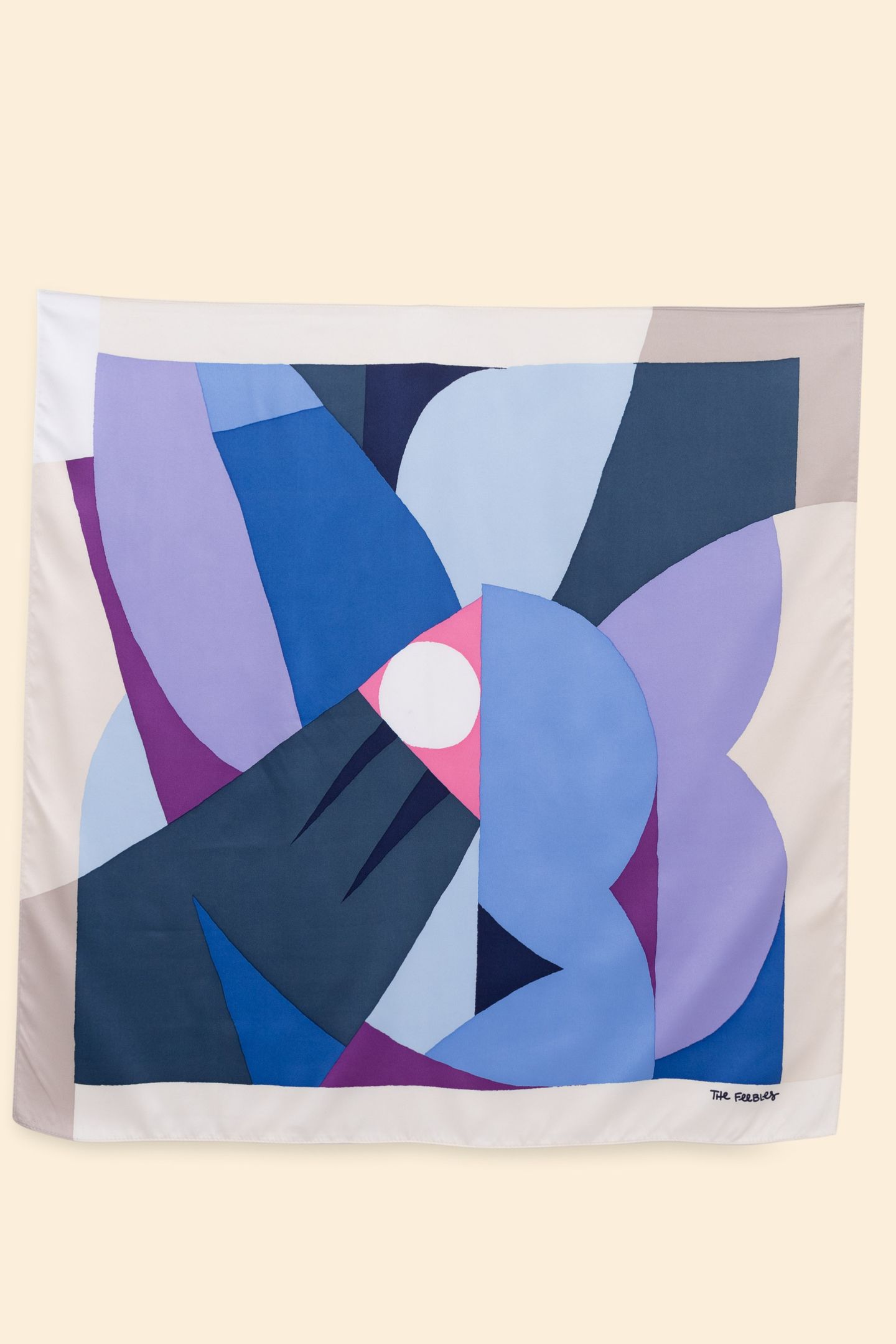 BLUE GRAPHIC FLORAL SQUARE SCARF BLUE CERULEUM 1