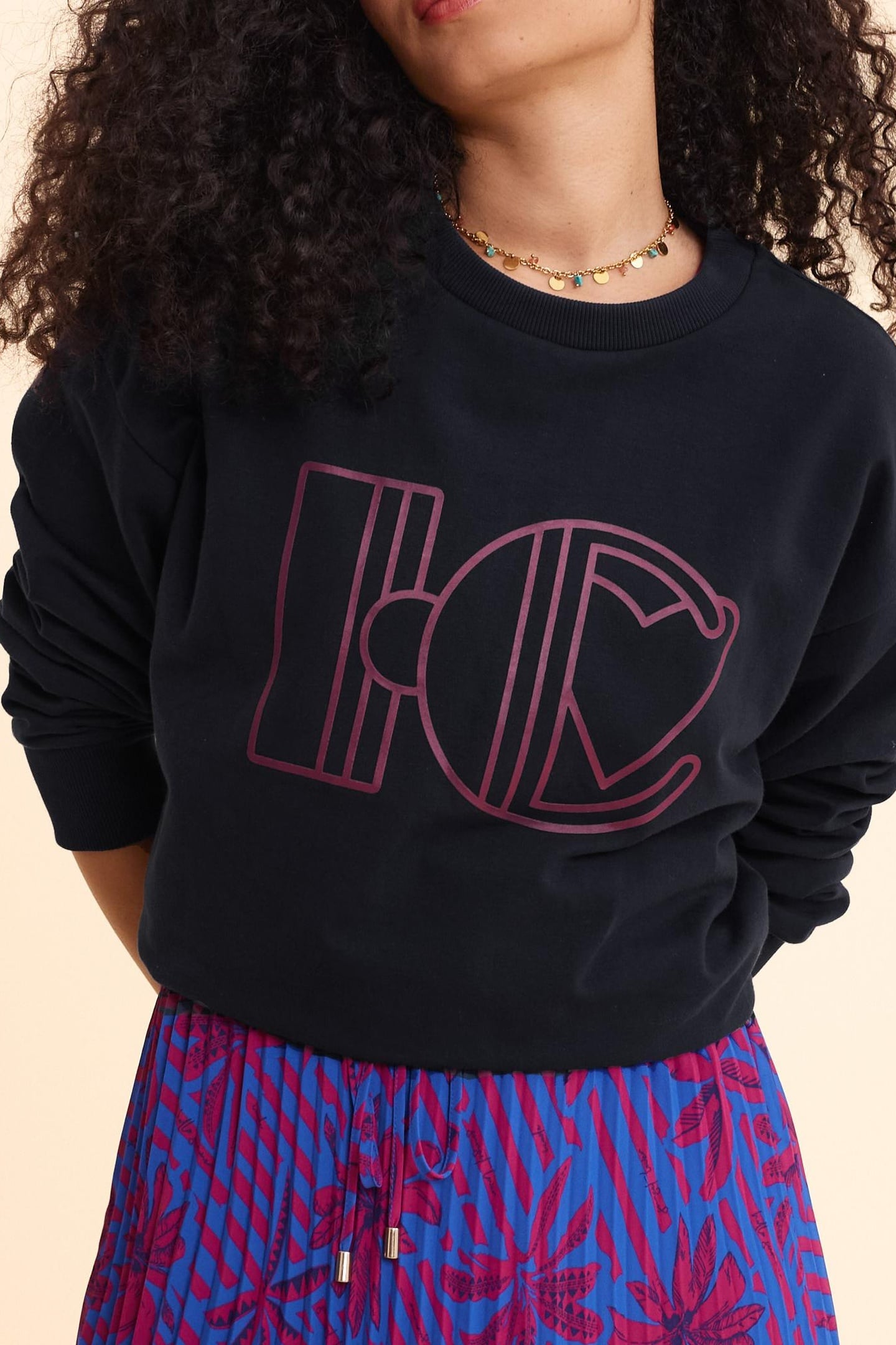 MONOGRAMMED BLUE SWEATSHIRT FLOCKED WITH RUBBER INDIGO 5