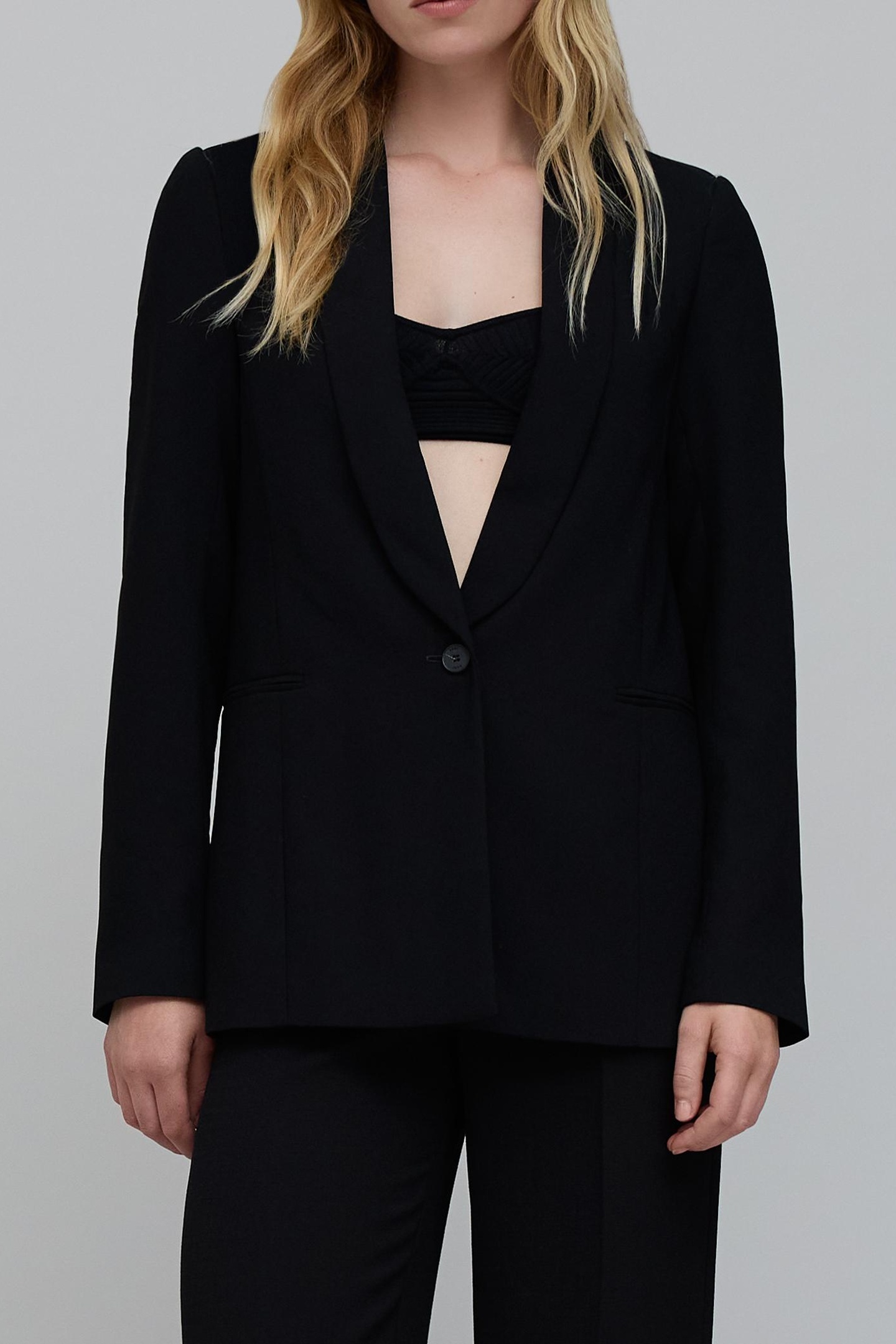 BLACK SHAWL COLLAR SUIT JACKET 2