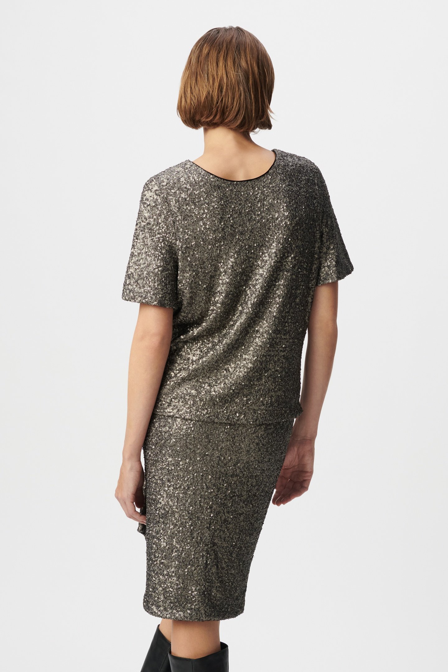 GREY TOP EMBROIDERED WITH METALLIC SEQUINS 4