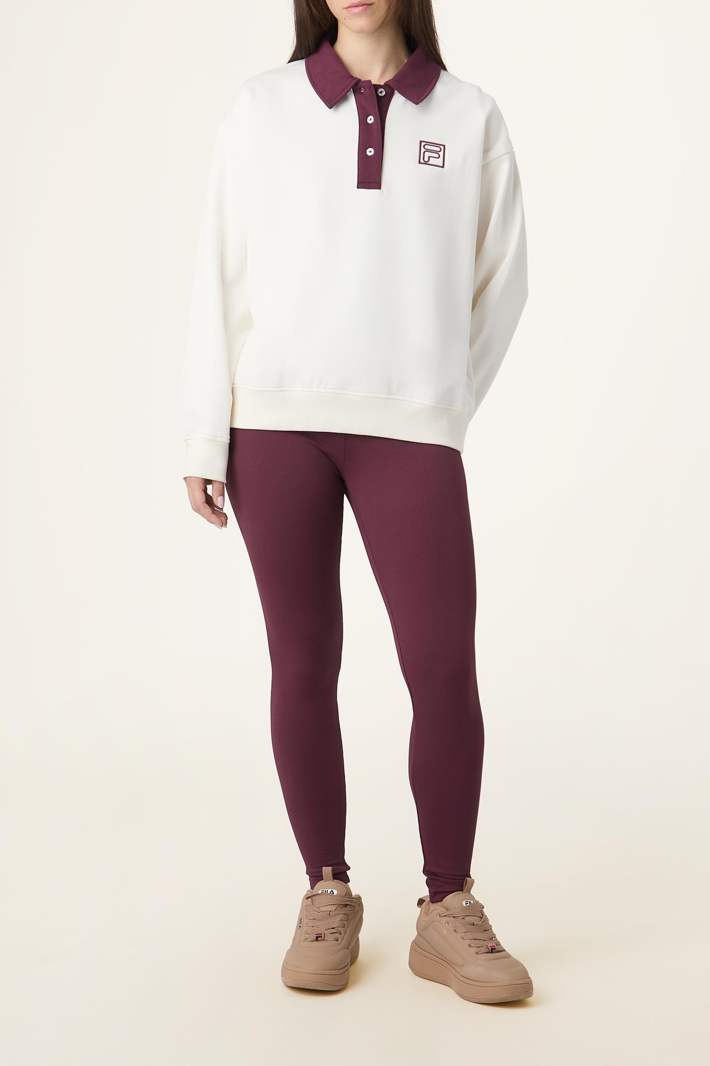LAGRIO LOOSE POLO SWEATSHIRT EGRET-FIG 2