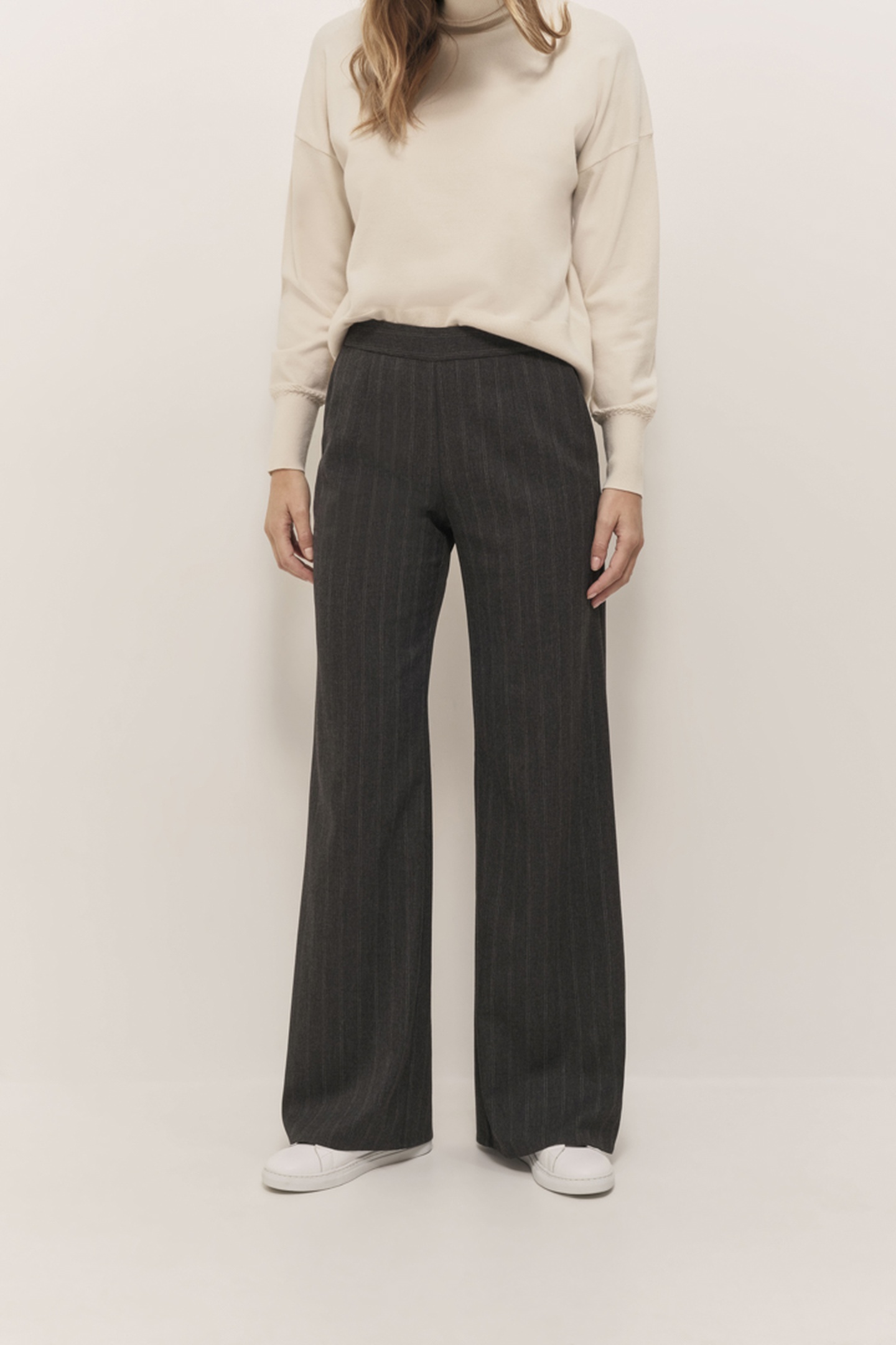 PETRO - ANTHRACITE FLARED TROUSERS WITH STRIPE PATTERN 1