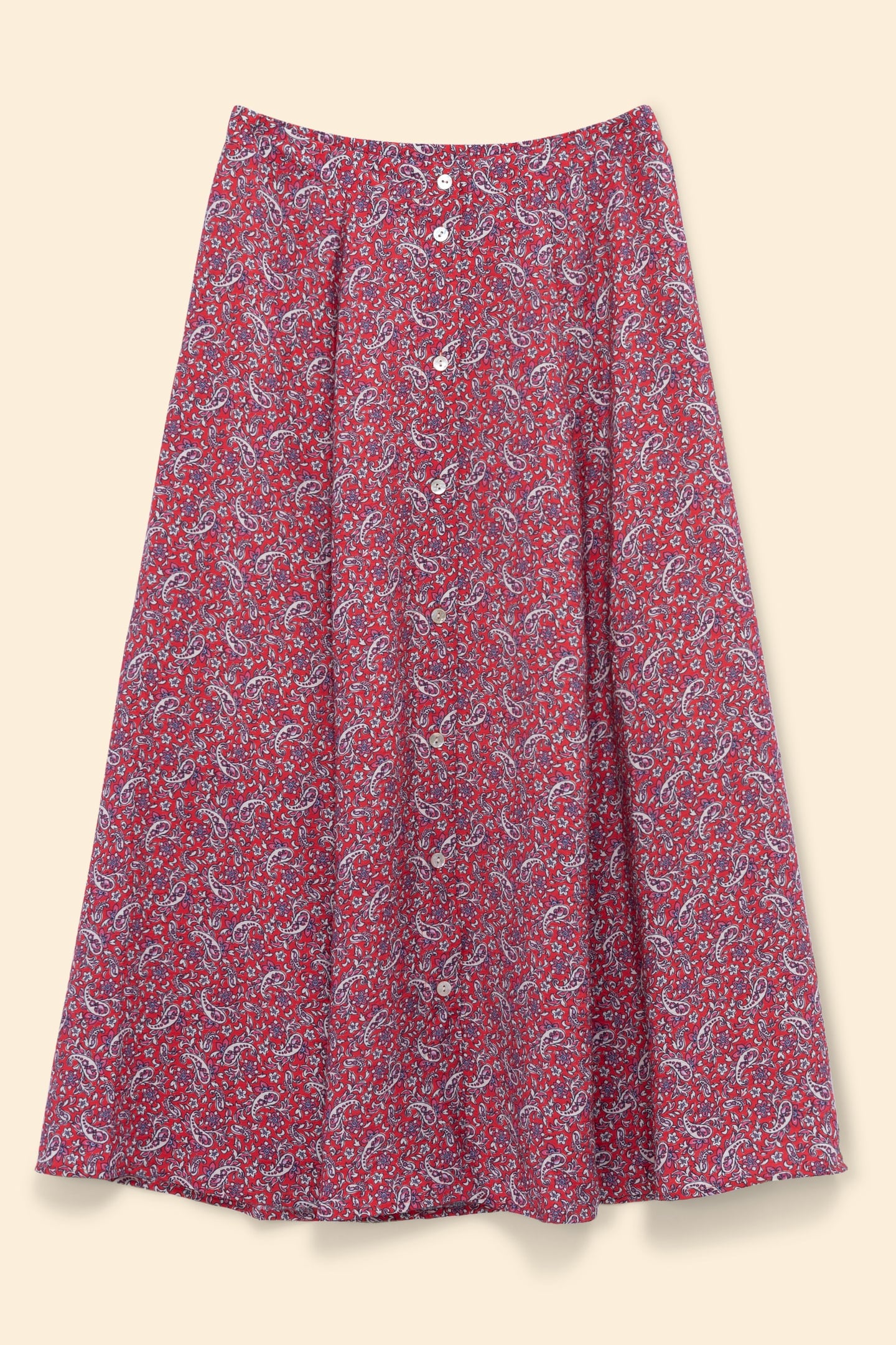 RED PAISLEY PRINT MIDI SKIRT CARMINE RED 5