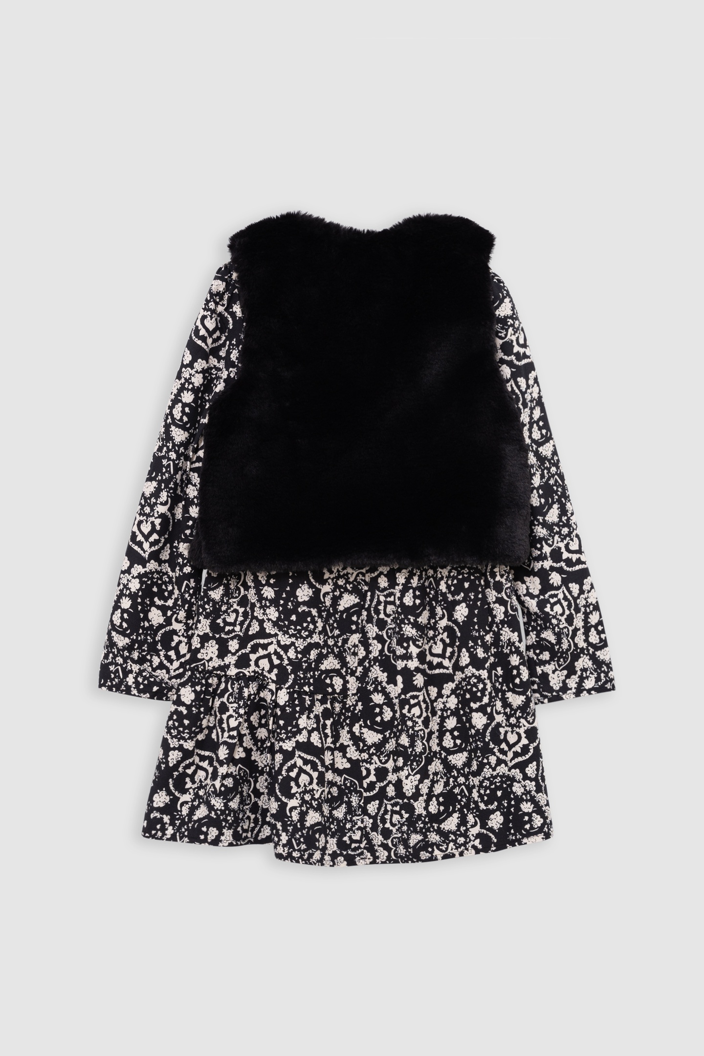 GIRL'S 2-IN-1 BLACK ROCK FLORAL DRESS AND SOFT GILET 2