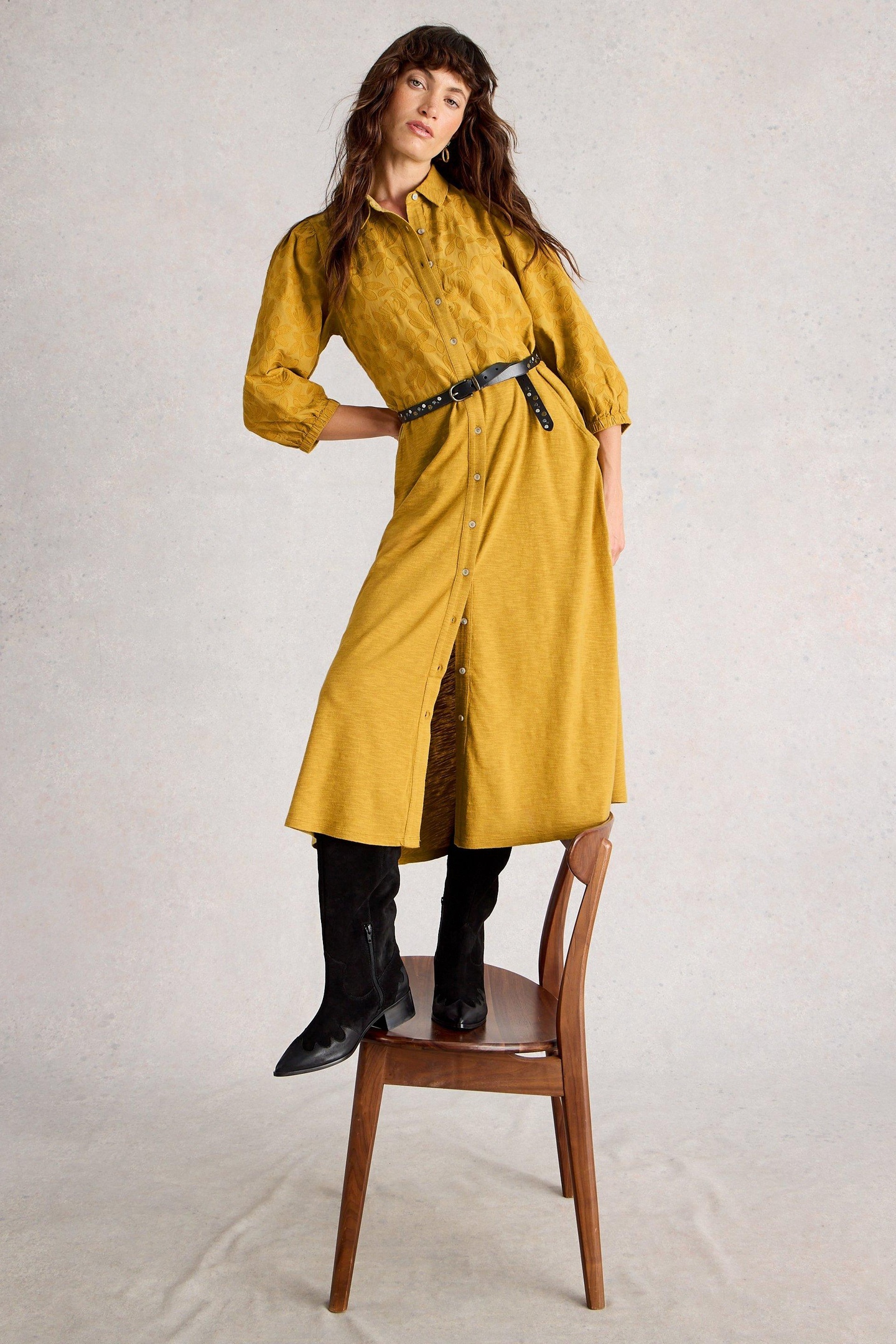 RUA EMBROIDERED JERSEY DRESS MID CHARTREUSE 5