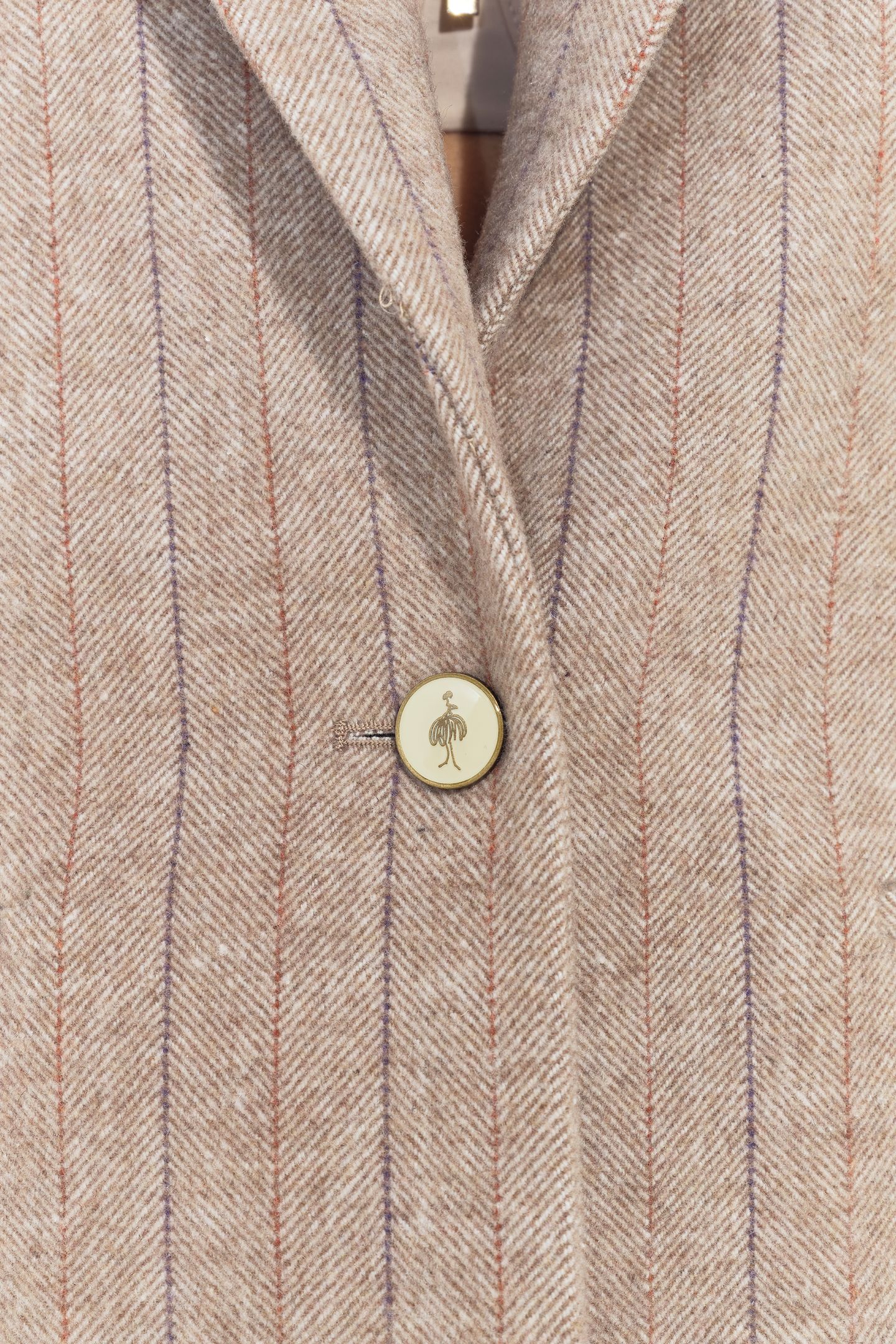 VICKI - BEIGE WOOL JACKET WITH STRIPED HERRINGBONE PATTERN 5