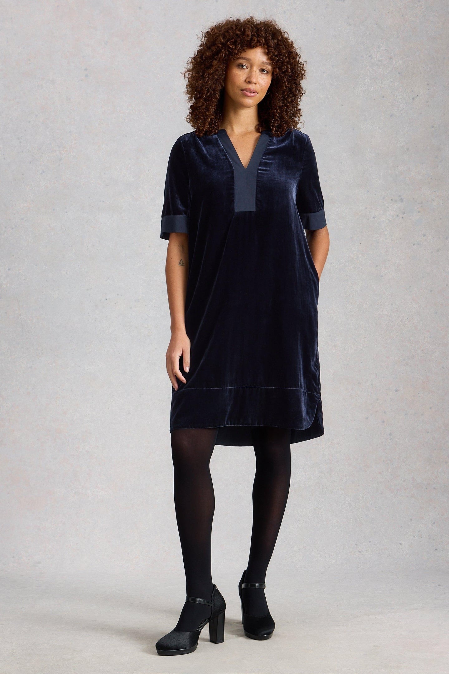 JUNE VELVET DRESS DARK NAVY 1