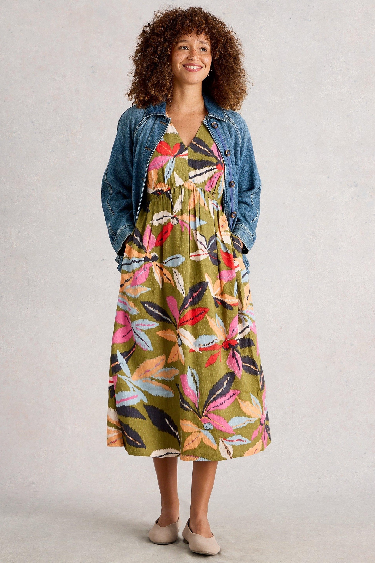 LUCY MIDI DRESS GREEN MULTI 1