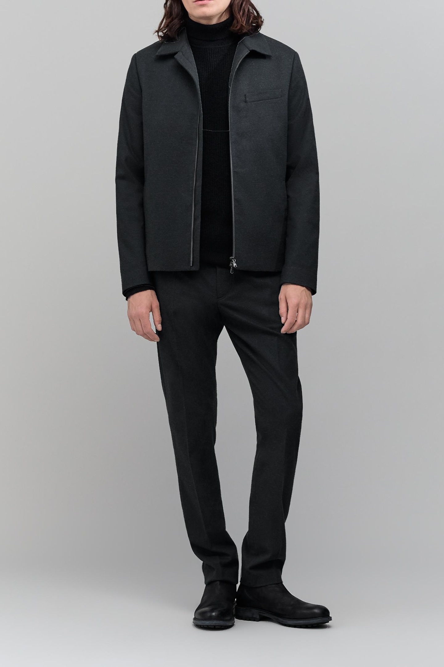 ANTHRACITE PANTS WITH ELASTIC WAISTBAND FOR MEN 1