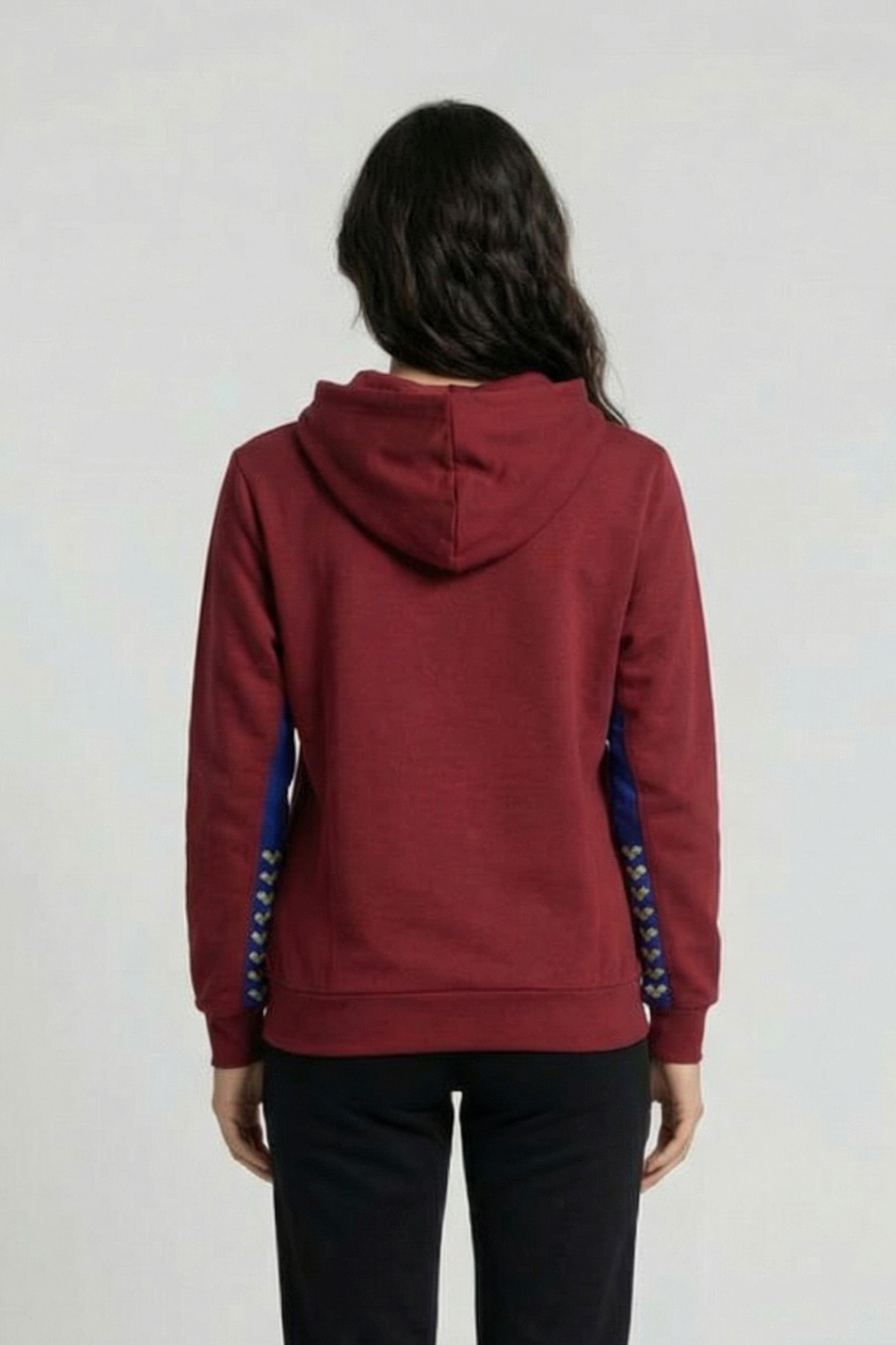 UNISEX ARENA ICONS HOODED SWEAT SOLID BURGUNDY NEON BLUE 3