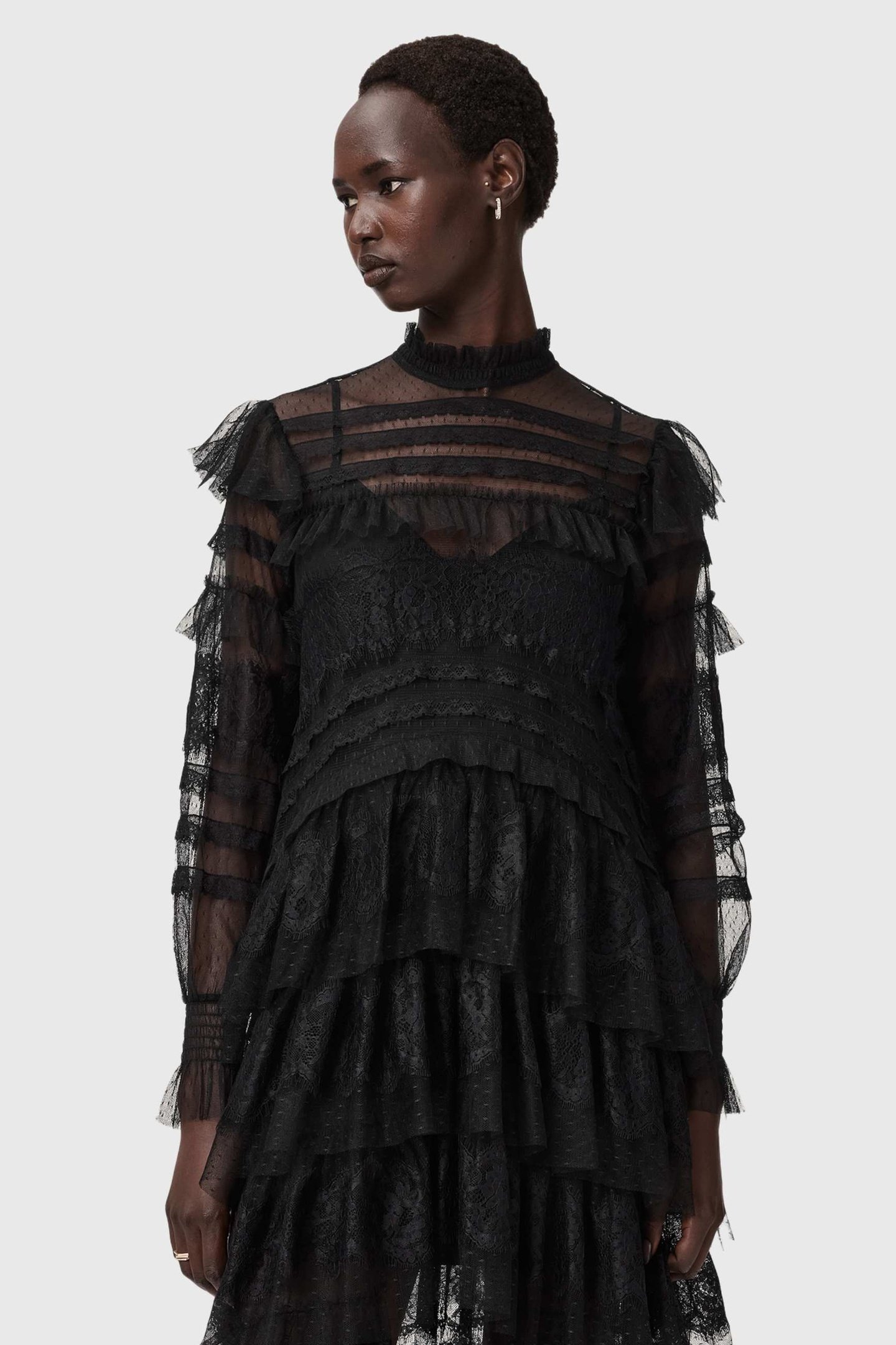 CAVARLY LS MAXI DRES LACE BLACK 1