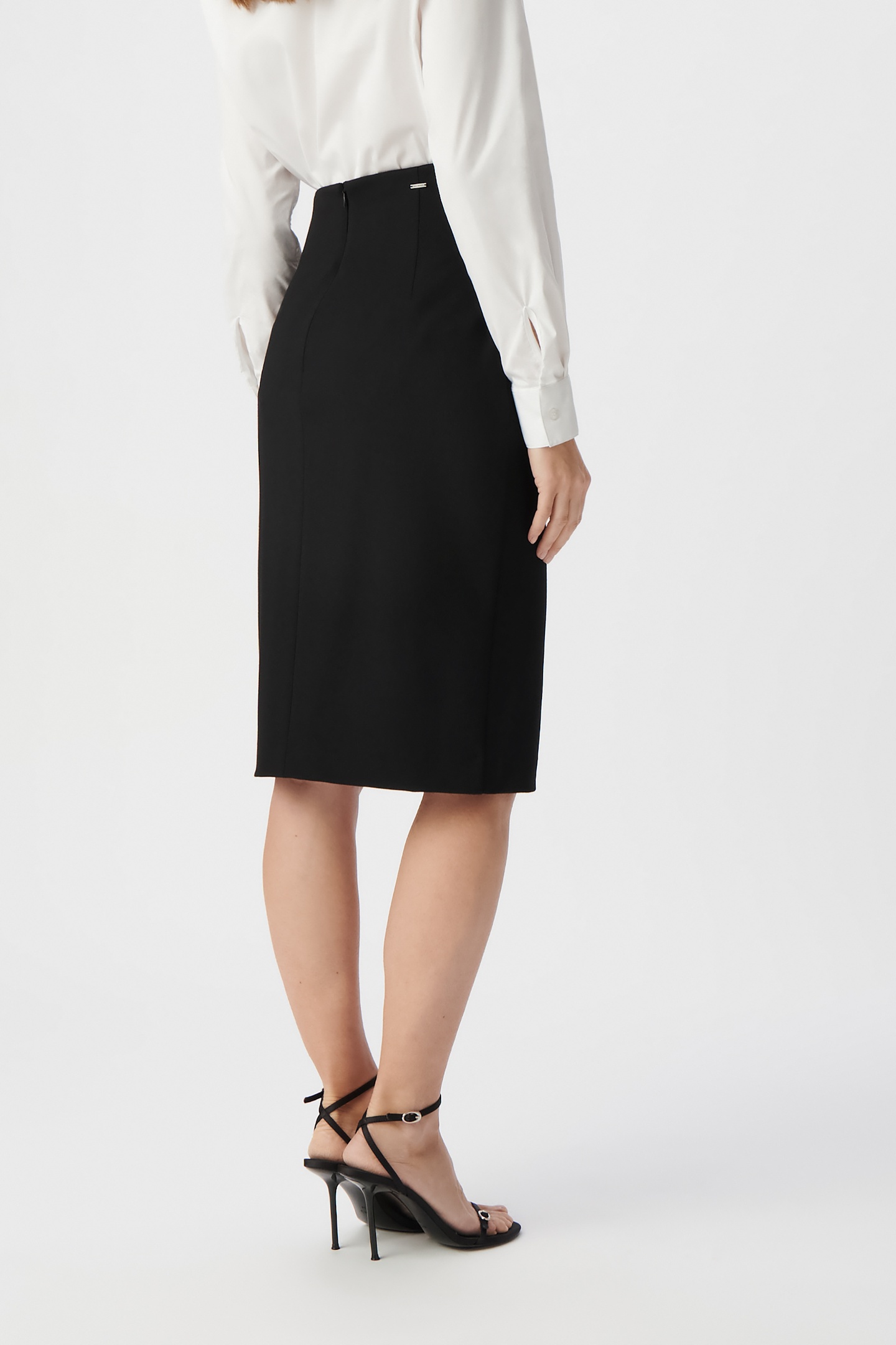 BLACK MILANO KNIT SPLIT PENCIL SKIRT 4