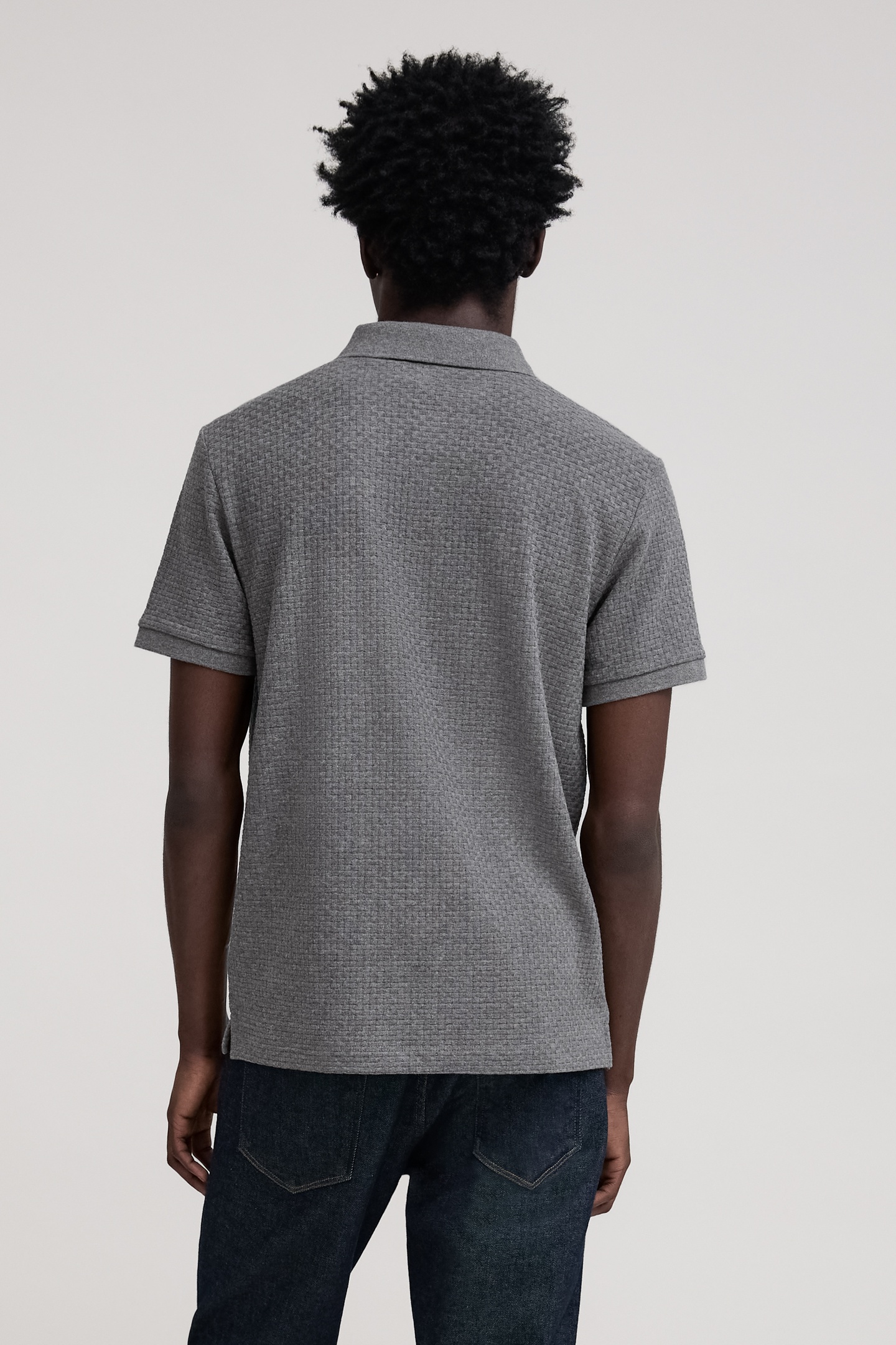 GRAPHITE KNIT POLO WITH WEAVE EFFECT 3