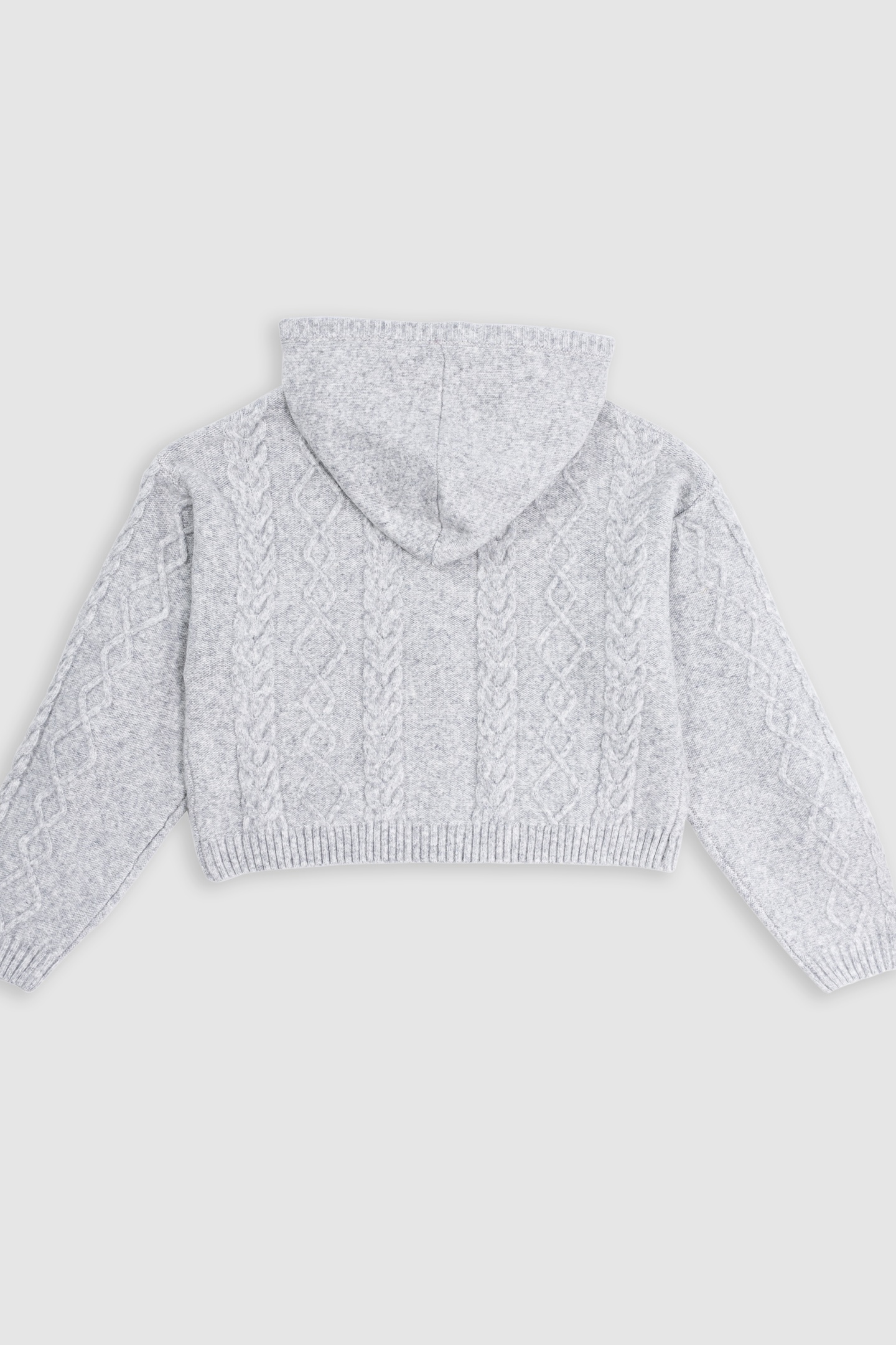 GIRL'S GREY ZIP-UP CABLE-KNIT CARDIGAN 2