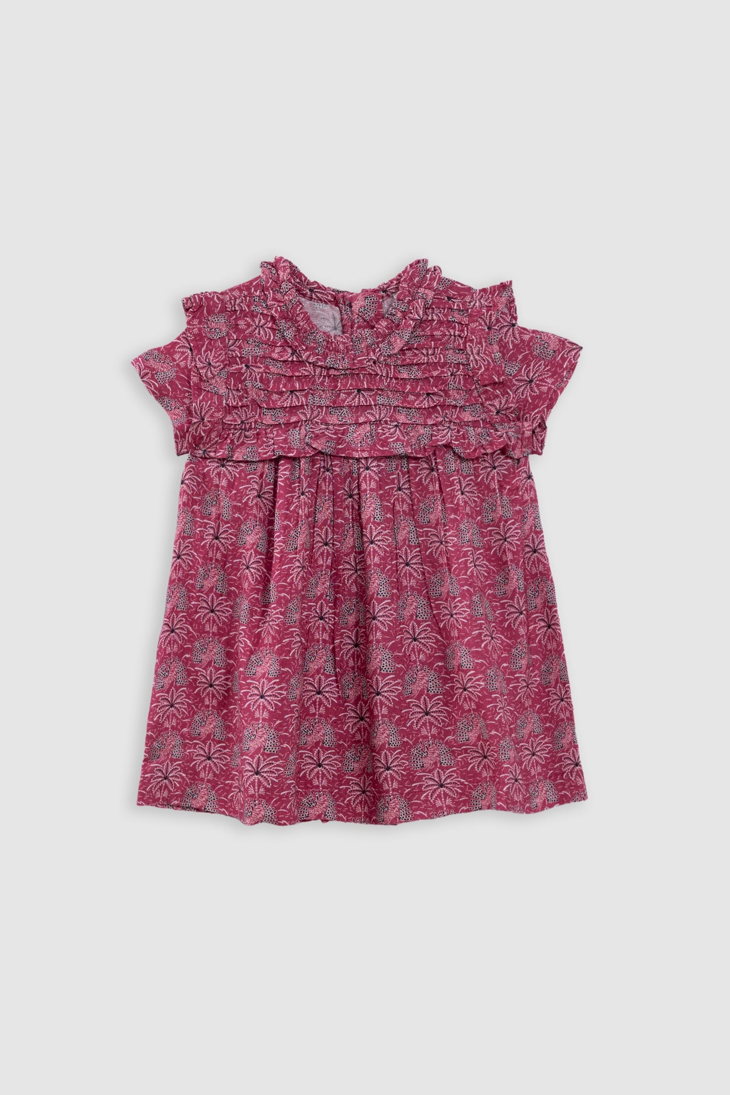 PINK PALM-TREE PRINT DRESS 1