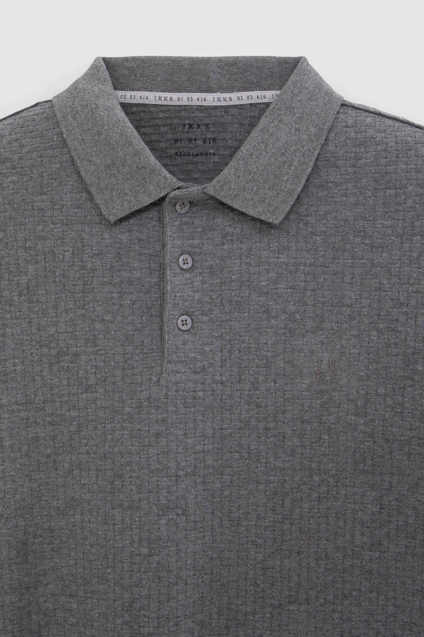 GRAPHITE KNIT POLO WITH WEAVE EFFECT 6