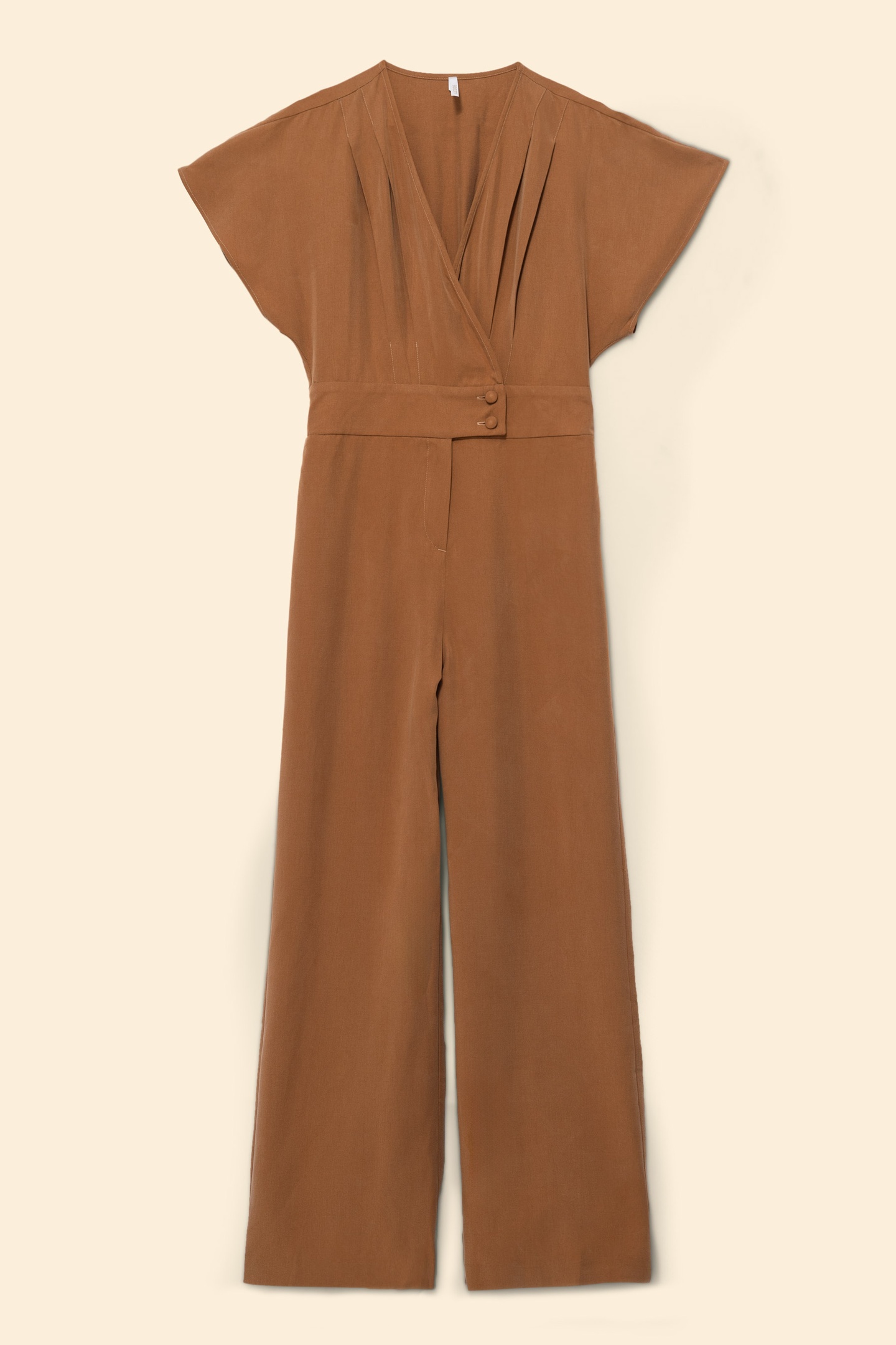 CAMEL TROUSER JUMPSUIT WITH WRAP-AROUND COLLAR CAMEL 5