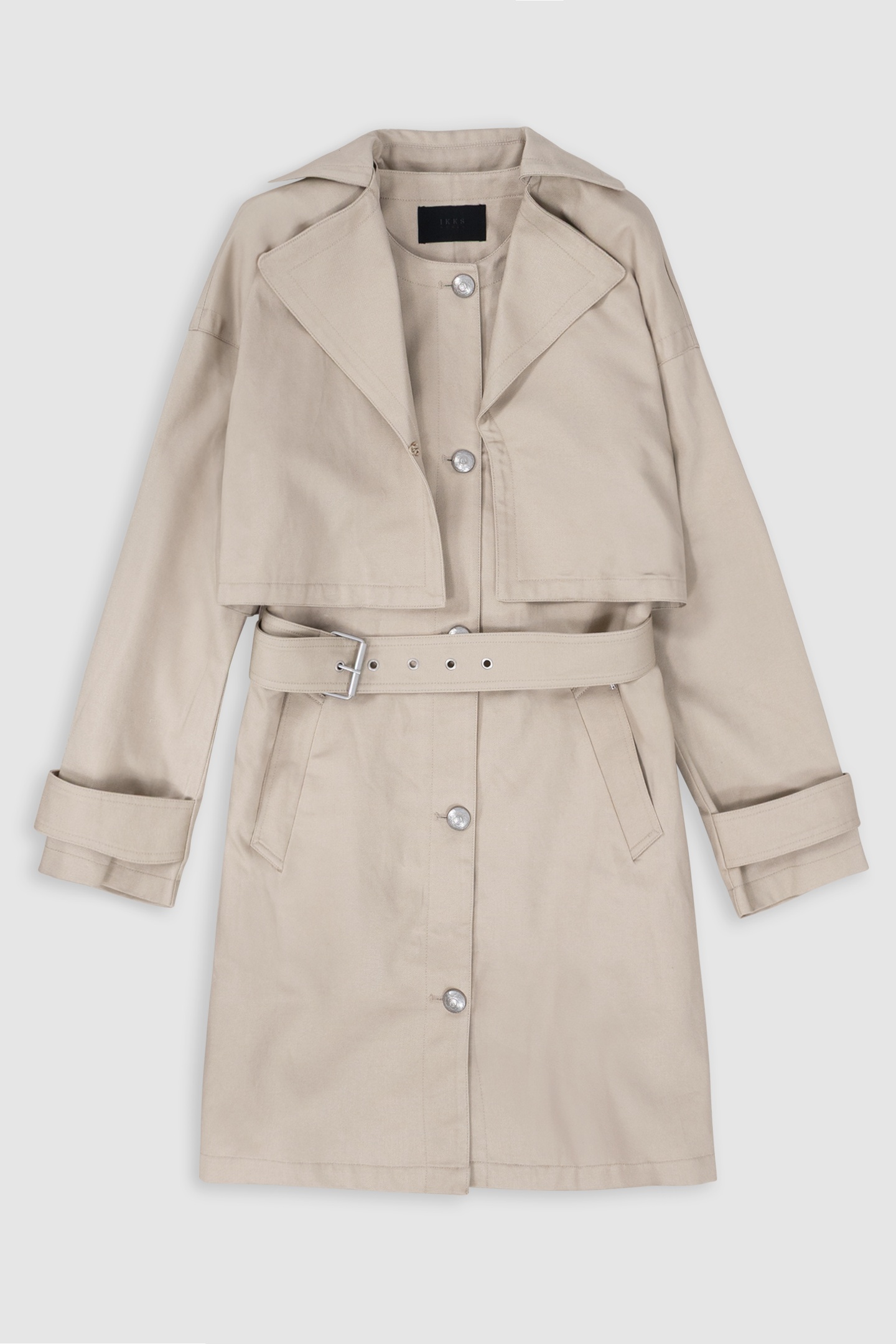 BEIGE 2-IN-1 TRENCH COAT WITH REMOVABLE JACKET 7