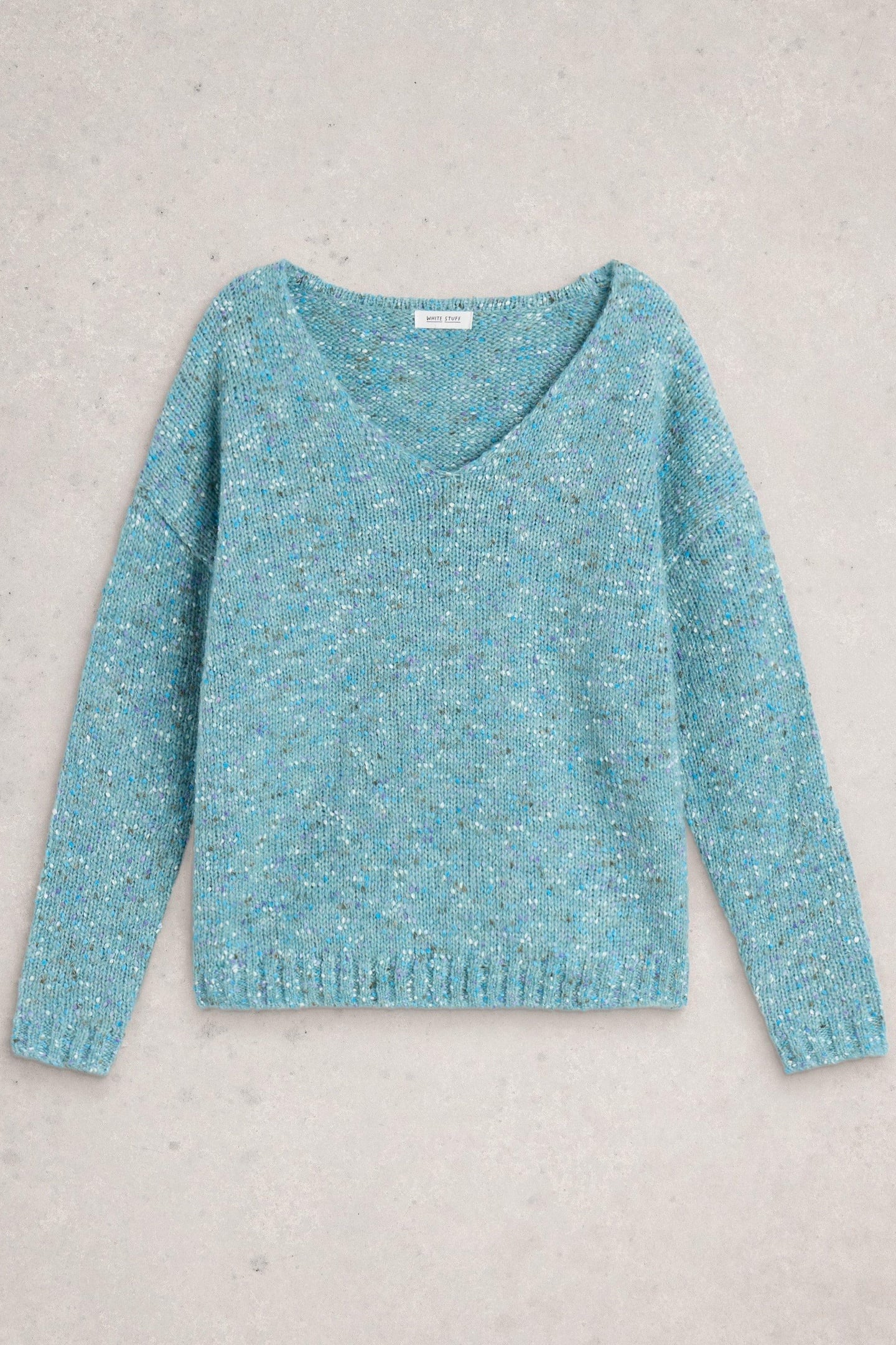 TEXTURE V NECK MID BLUE 3