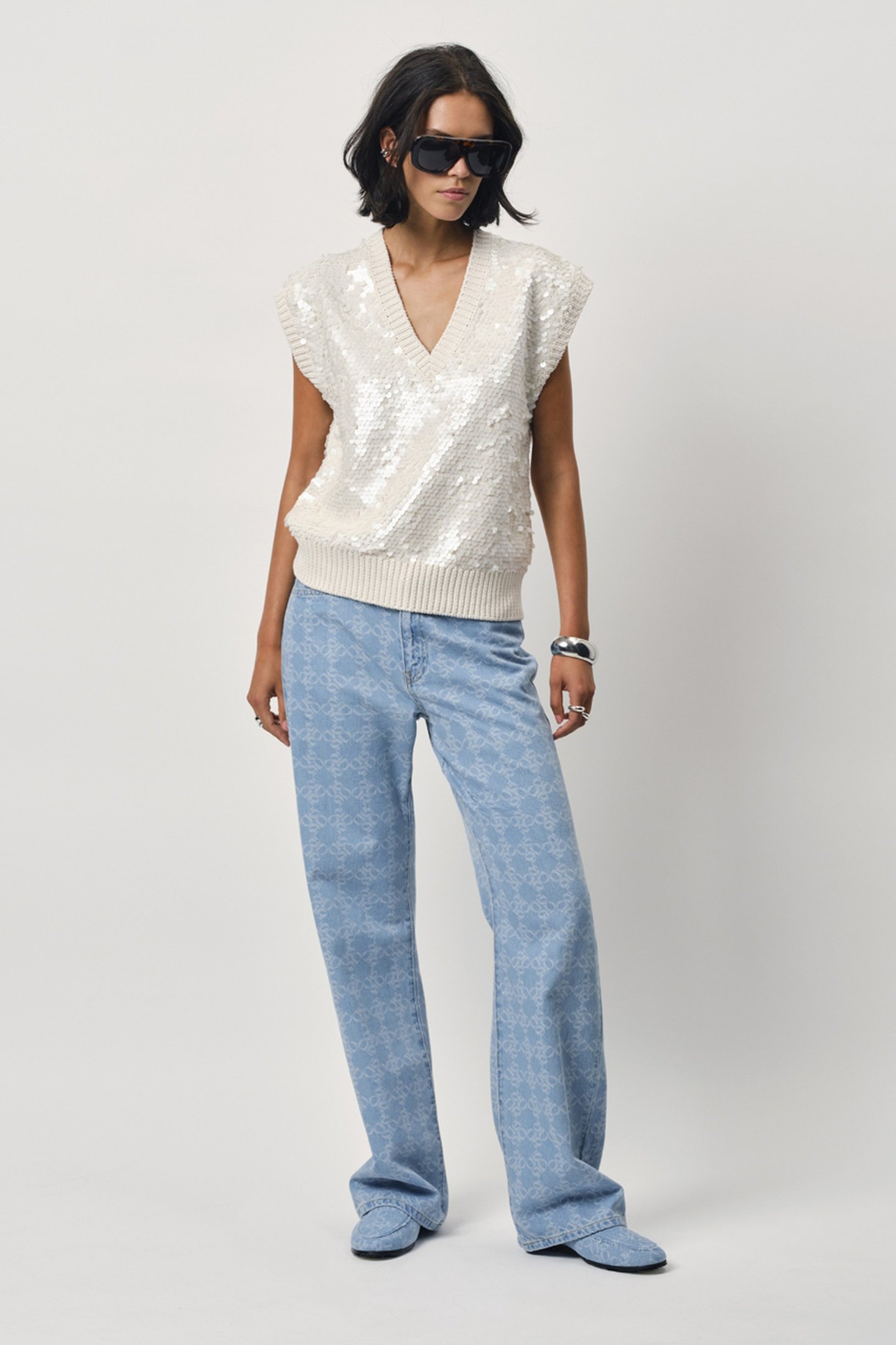 NUIT WIDELEG MONOGRAM JEANS SKYWASH BLUE 1