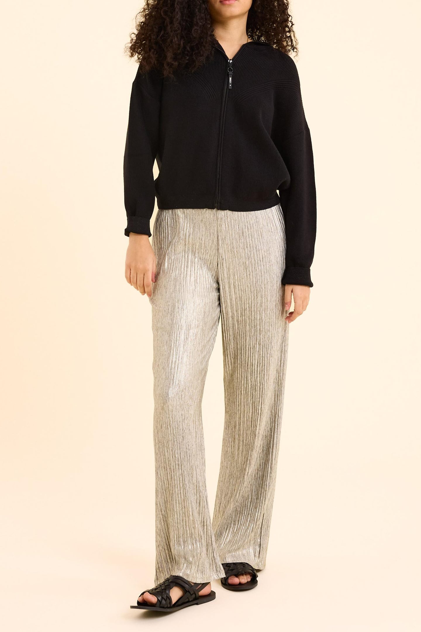 BLACK KNITTED HOODED CARDIGAN BLACK 3