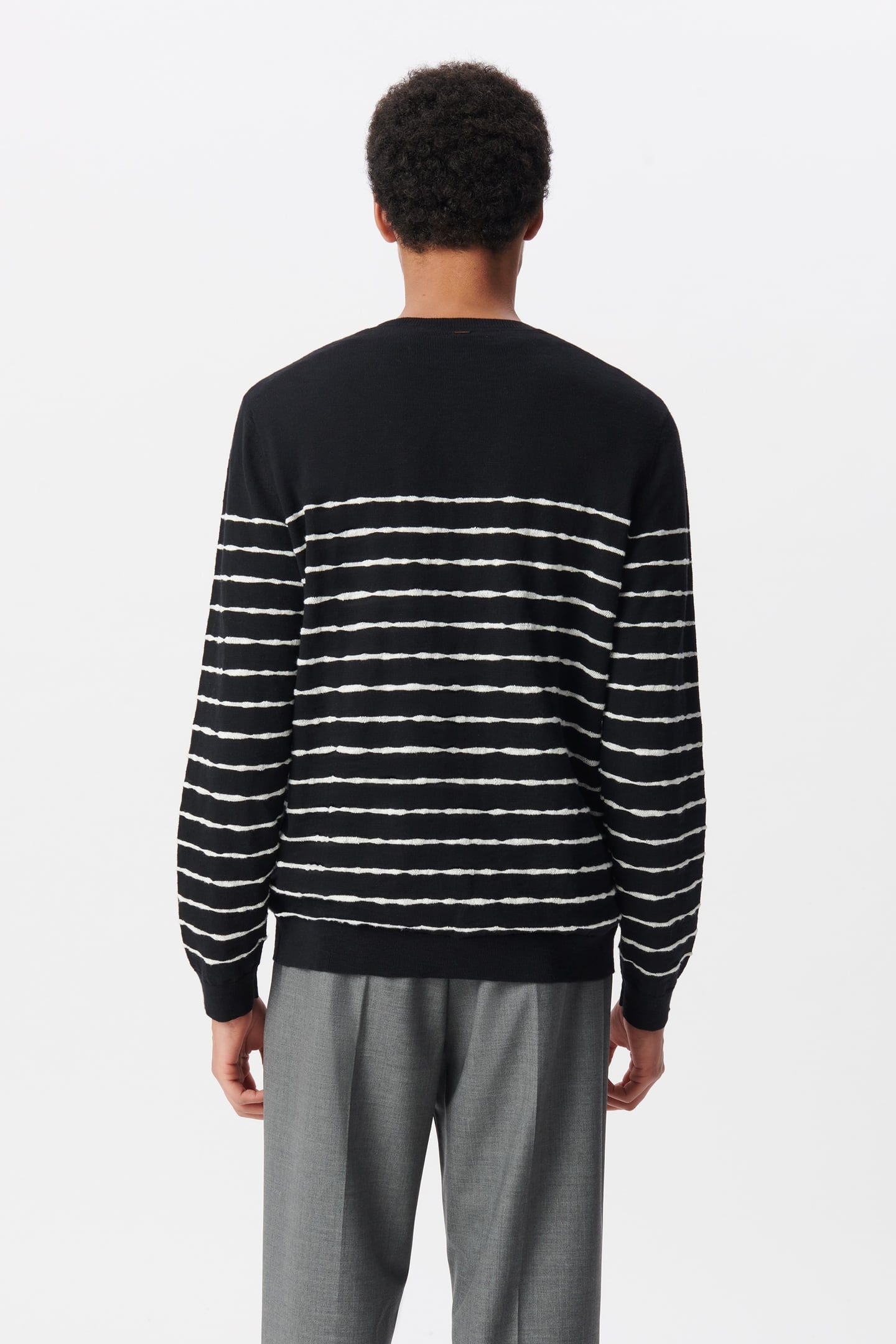 BLACK FINE KNIT SAILOR SWEATER, WHITE STRIPES 3