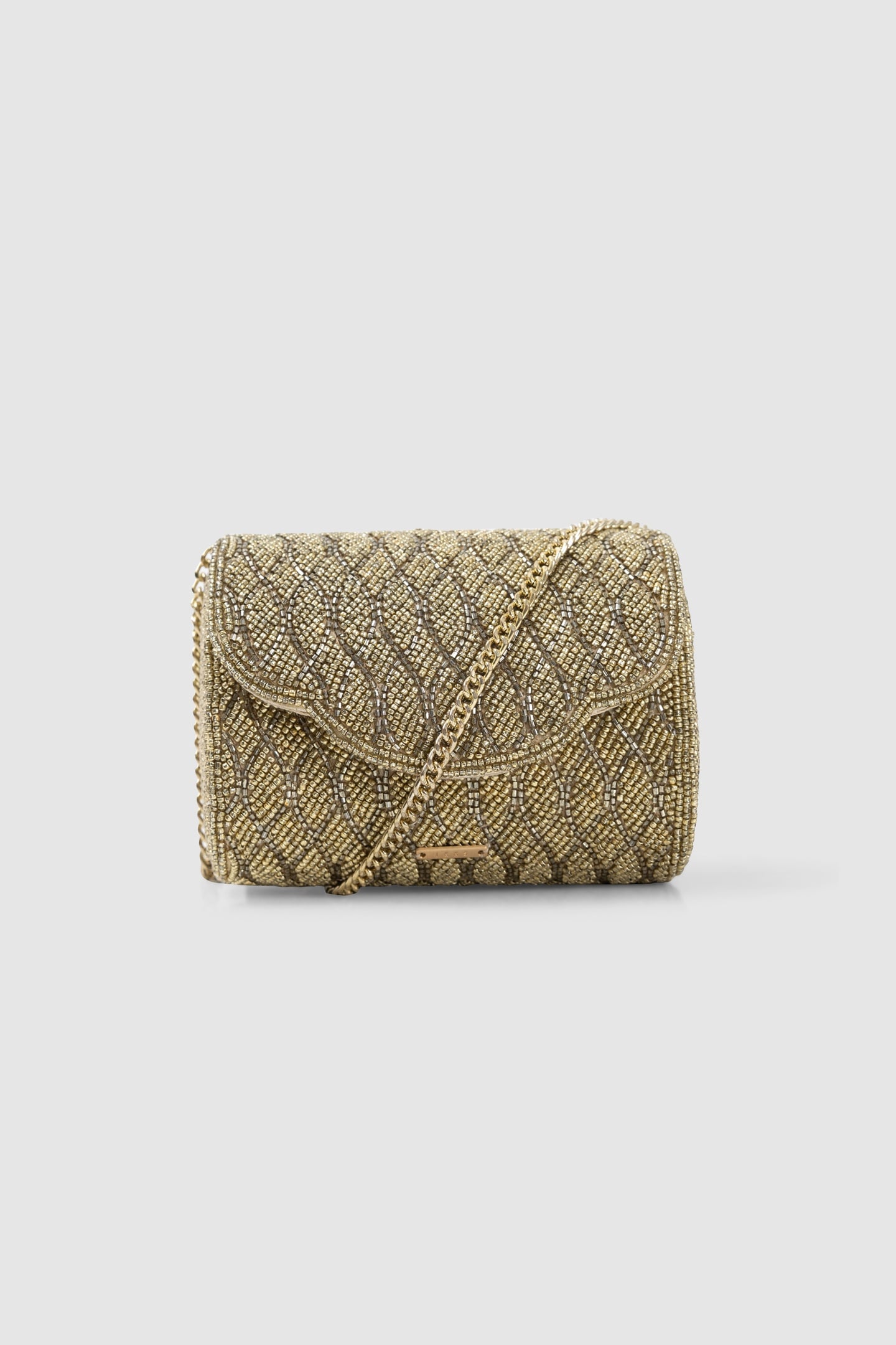 PEARL-EMBROIDERED GOLD HANDBAG 1