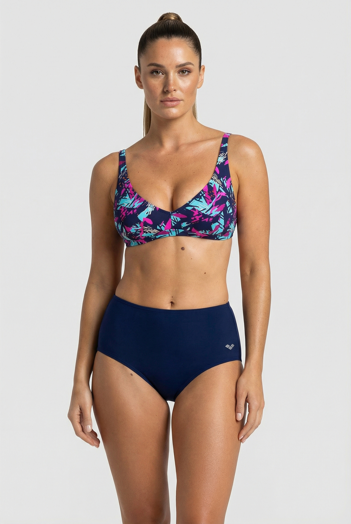 WOMEN'S BODYLIFT SWIMSUIT FRANCY TWO PI NAVY-FREAK ROSE MULT 1